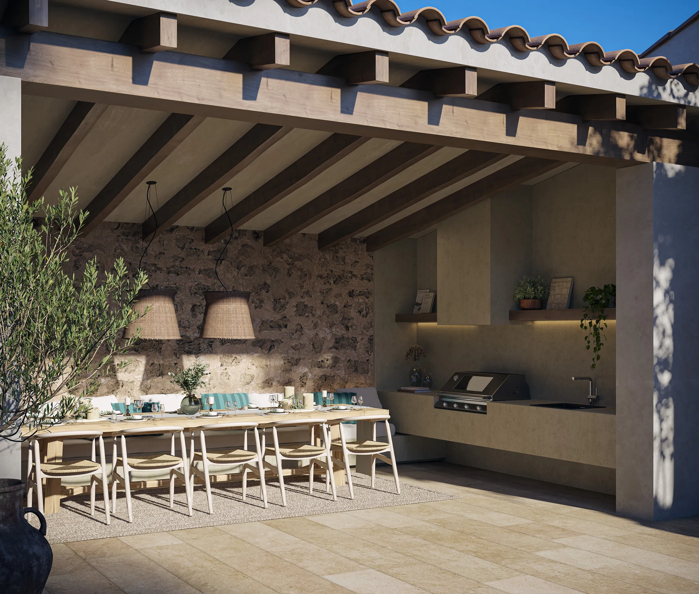 Townhouse Santanyi Mallorca Pergola Architectural Virtual Tours