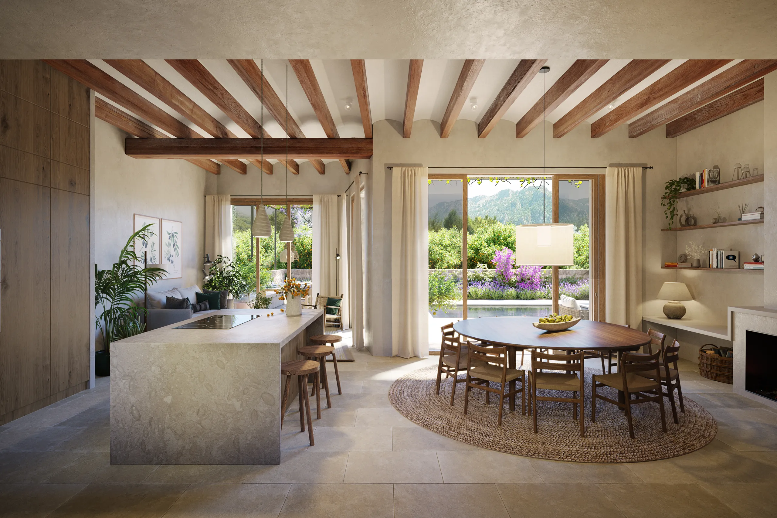 Casa Soller Mallorca cocina Inmobiliario 3D