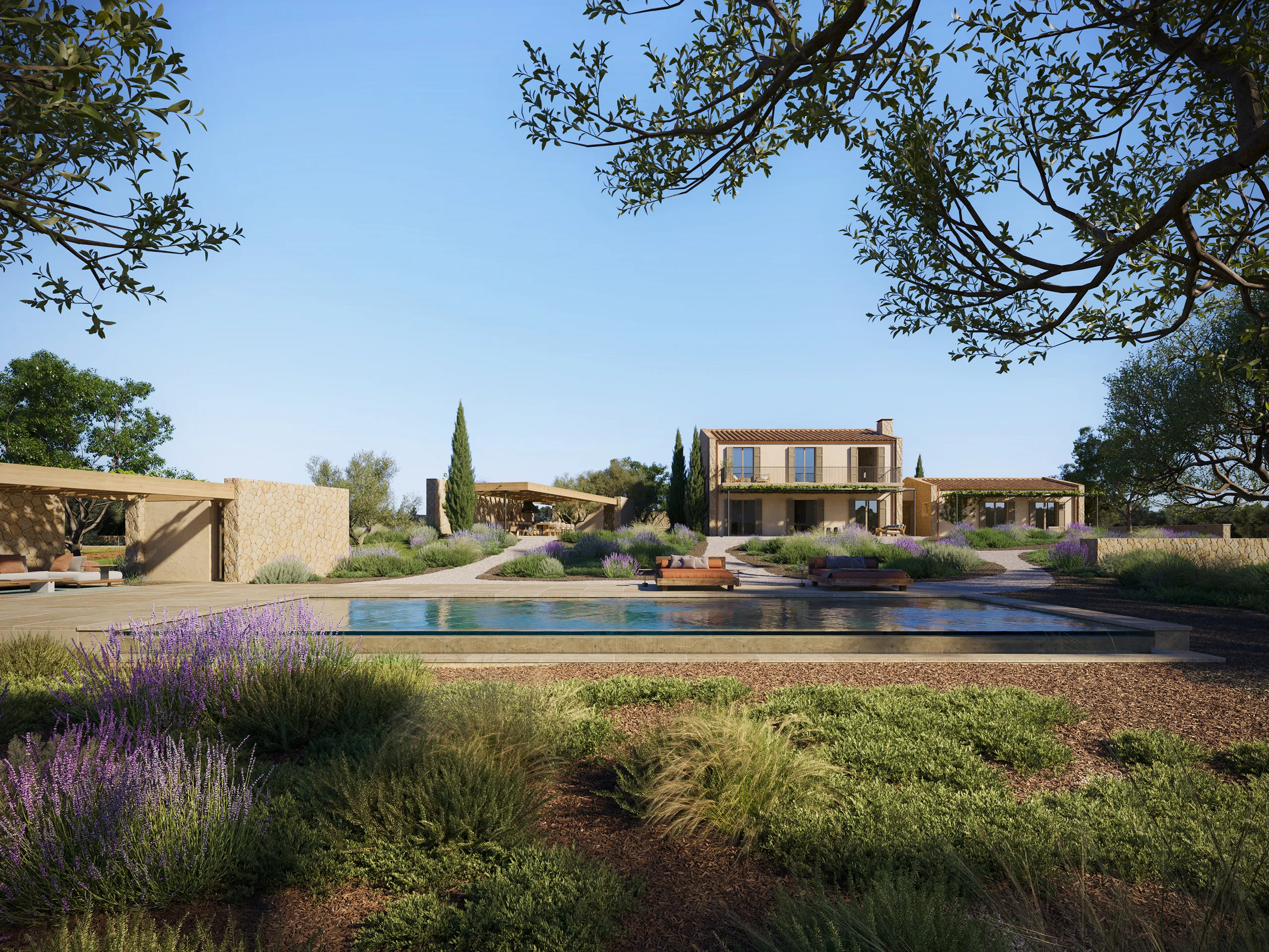 Finca Santanyi Mallorca Garden real estate cgi