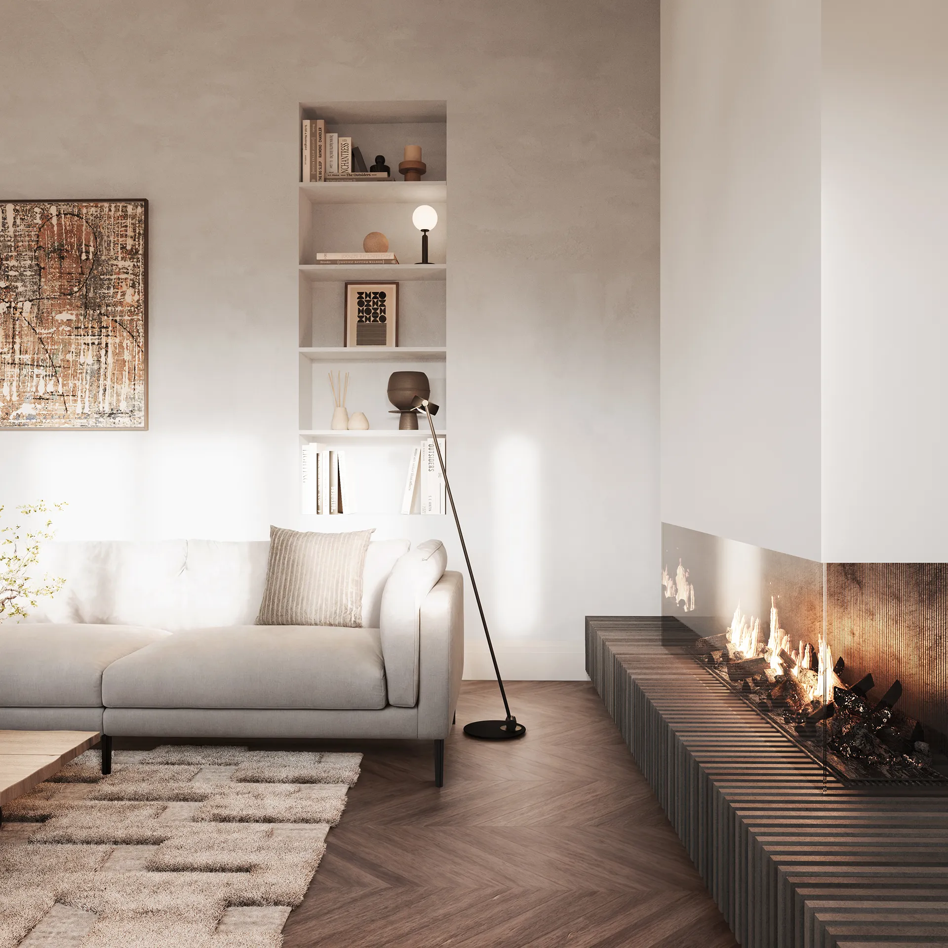 Can Granada apartamentos Palma Mallorca sala estar Inmobiliario renders