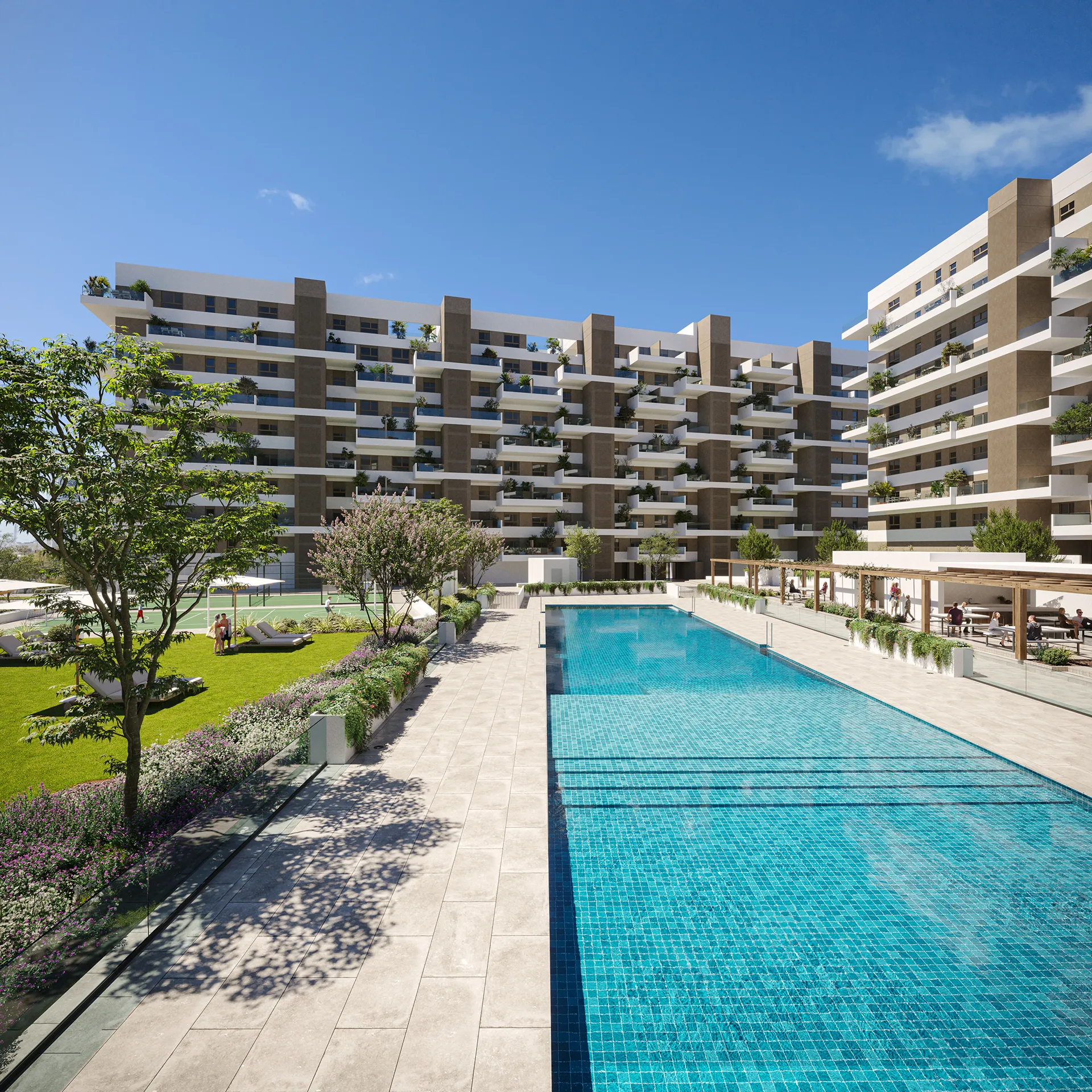 Entrenucleos Piso Sevilla Spain Pool Architectural Visualisation