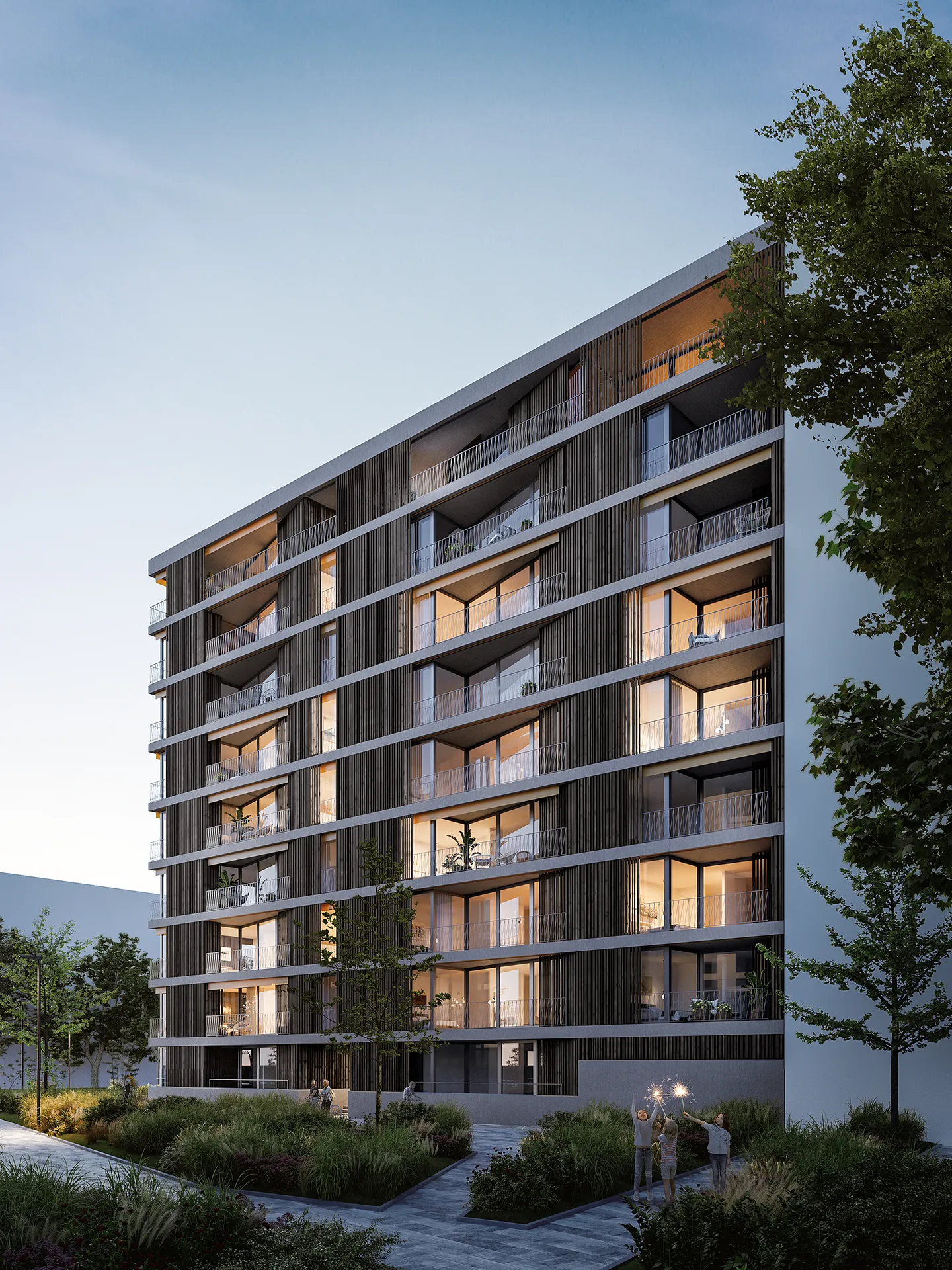 Residences Lausanne Switzerland Fassade eye level Architectural Renderings