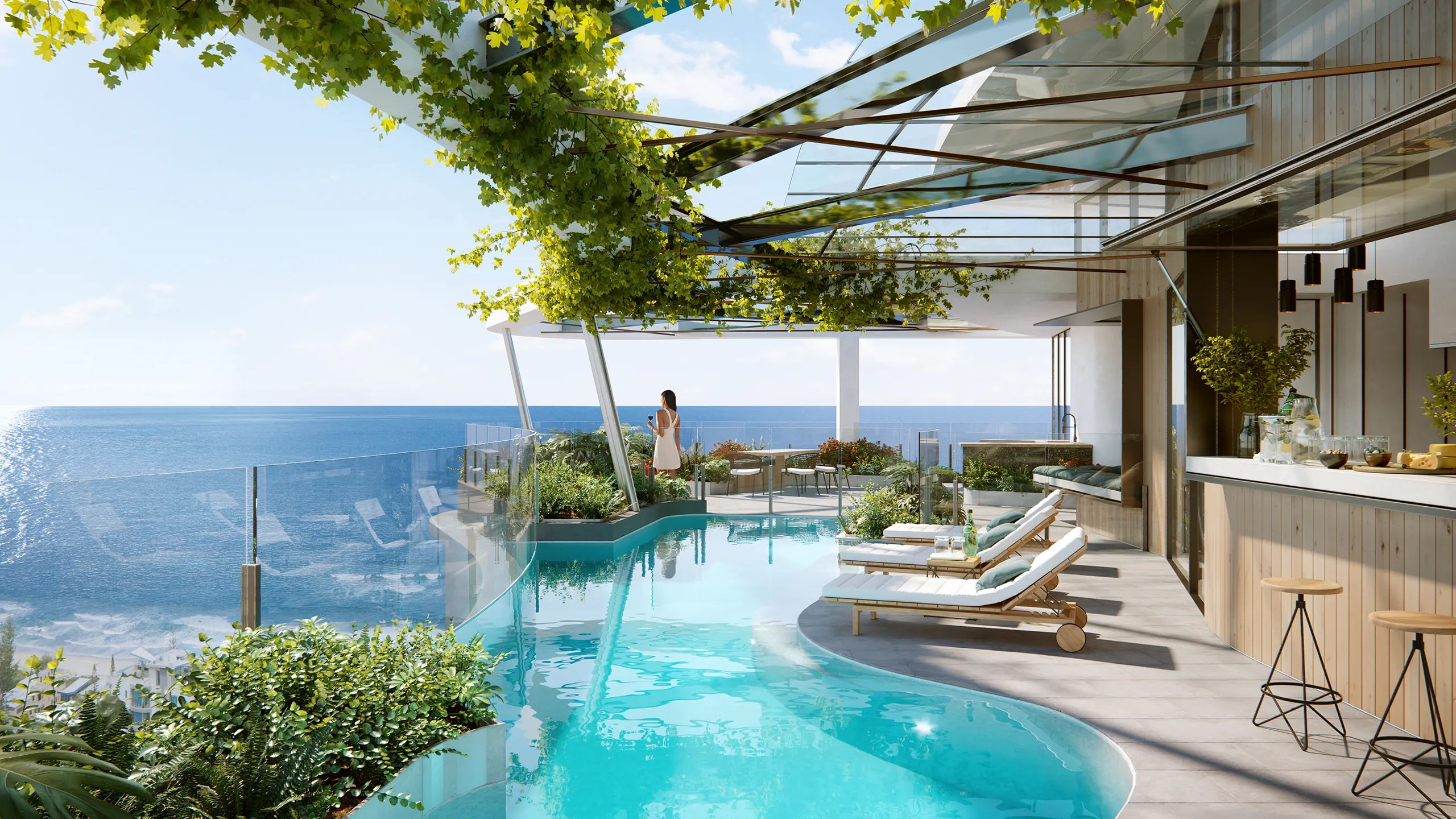 Mermaid Apartment Gold Coast Australia Pool Architectural Renderings