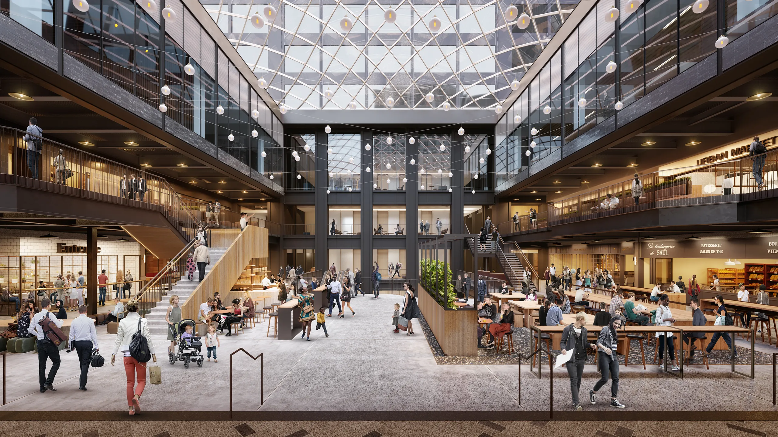 Willis Tower Oficinas Chicago EEUU Zonas comunes render fotorrealista