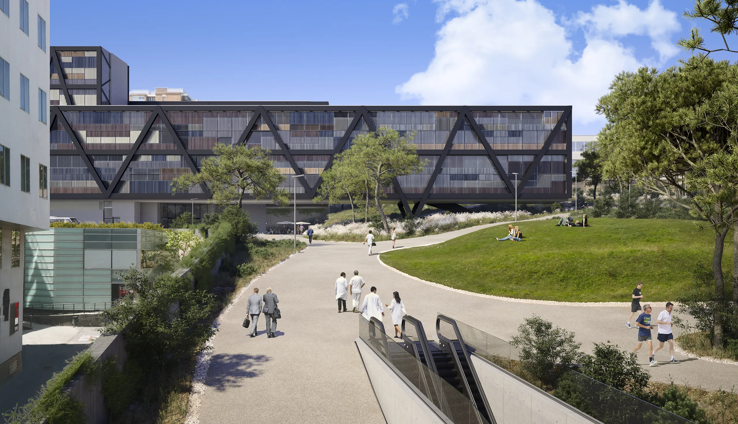 Vall Hebron Hospital Barcelona Aerial view Hyperrealistic Vr