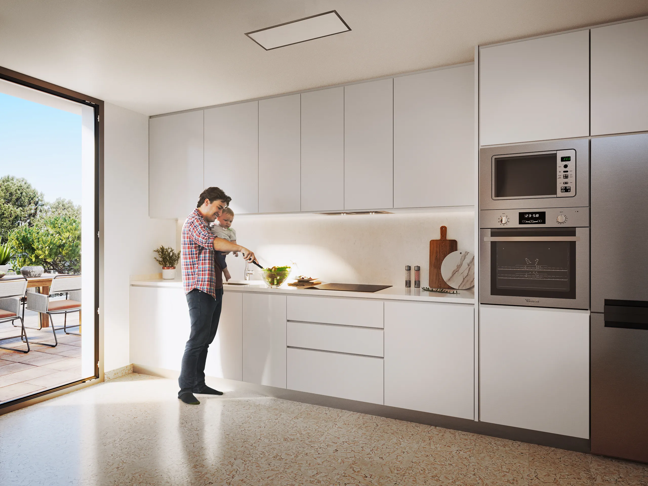 Pisos Tres Pinzons Magaluf Mallorca Kitchen Hyperrealistic Visualization
