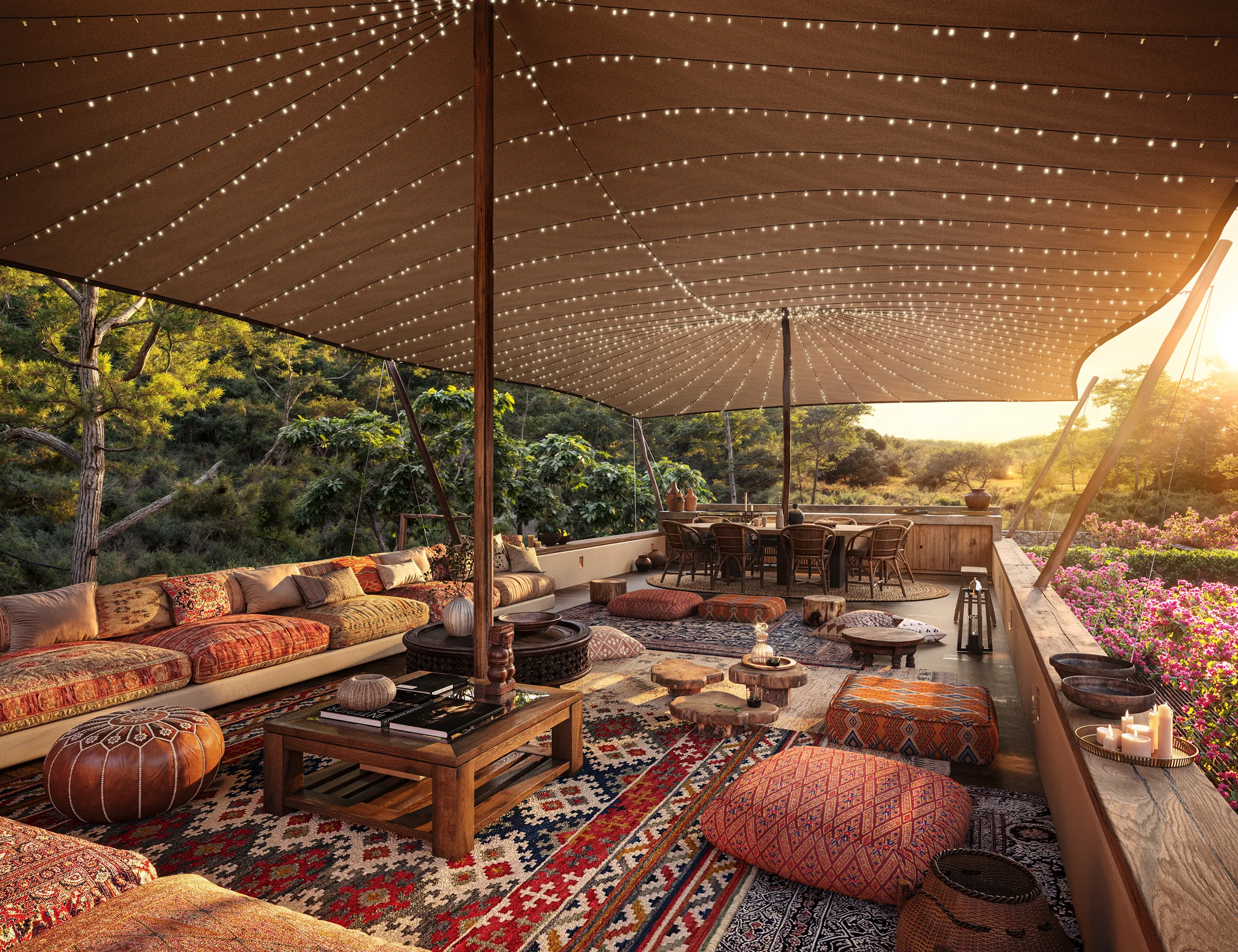 Finca Santa Gertrudis Ibiza pergola Visualizacion fotorrealista
