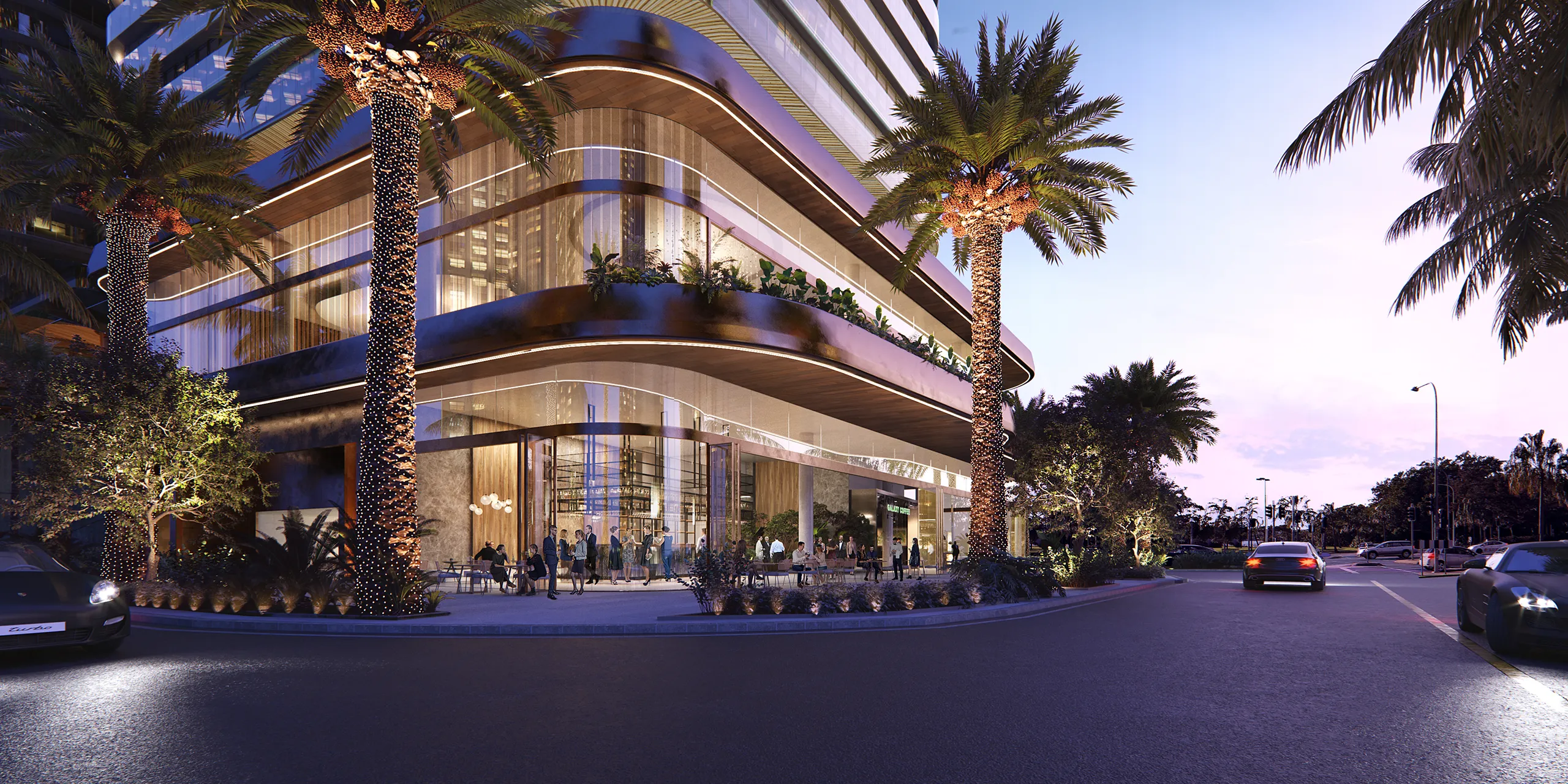 Hotel Sunnyland Gold Coast Australia Fassade eye level Architectural Rendering