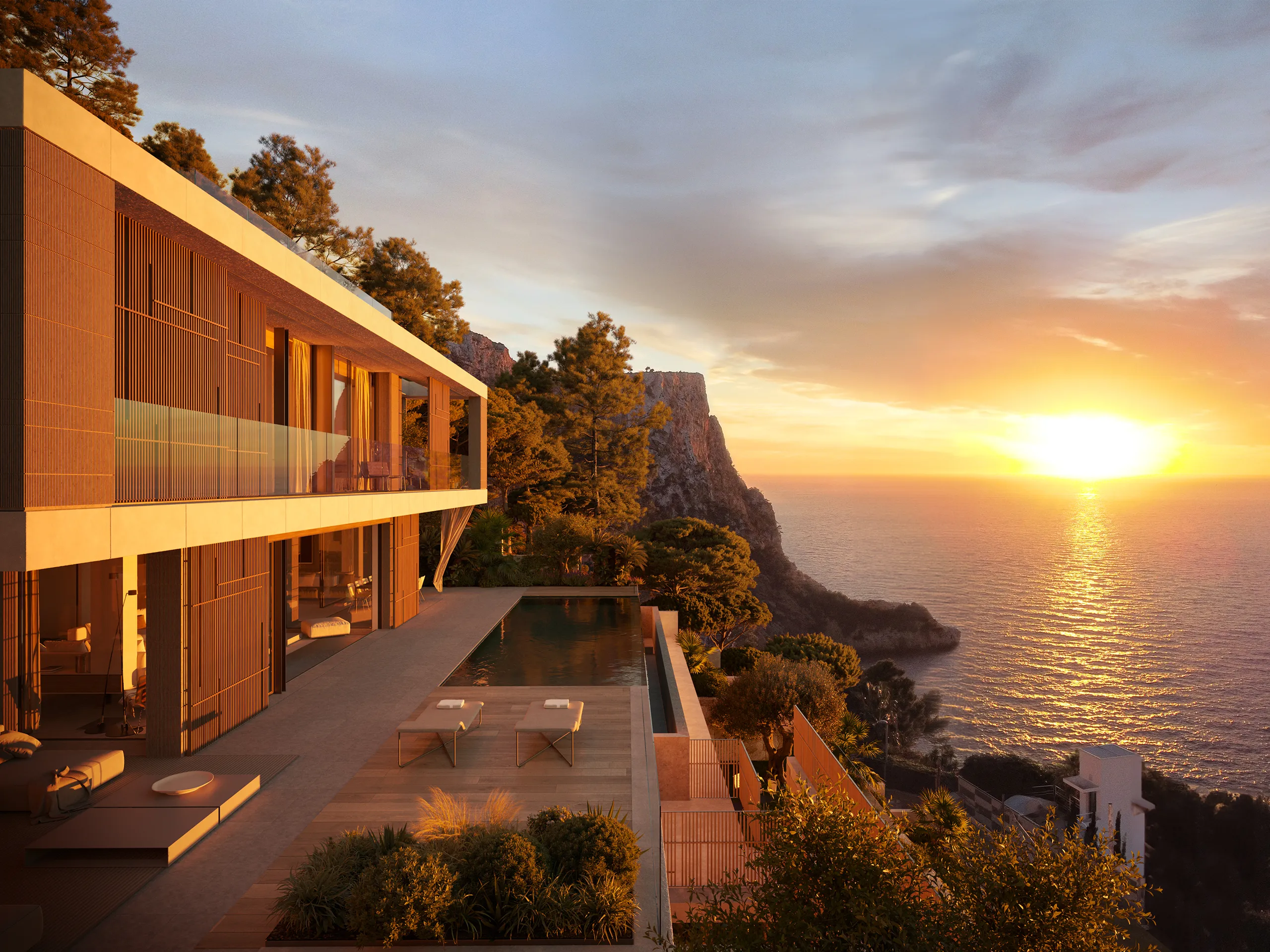Villa Andratx Mallorca sala estar Branding Inmobiliario 3D