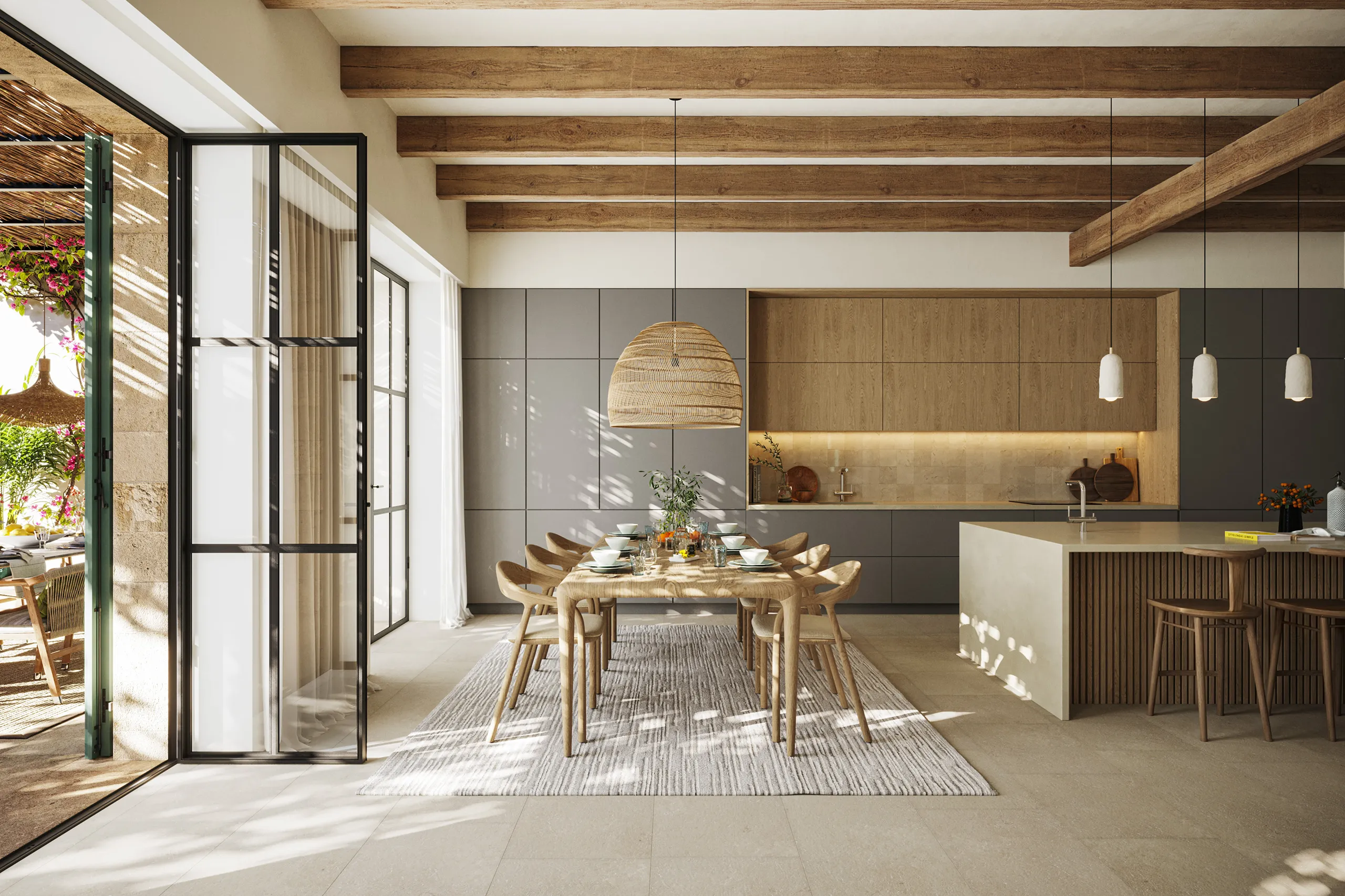 Townhouse Santanyi Mallorca Dining Architectural Cgis