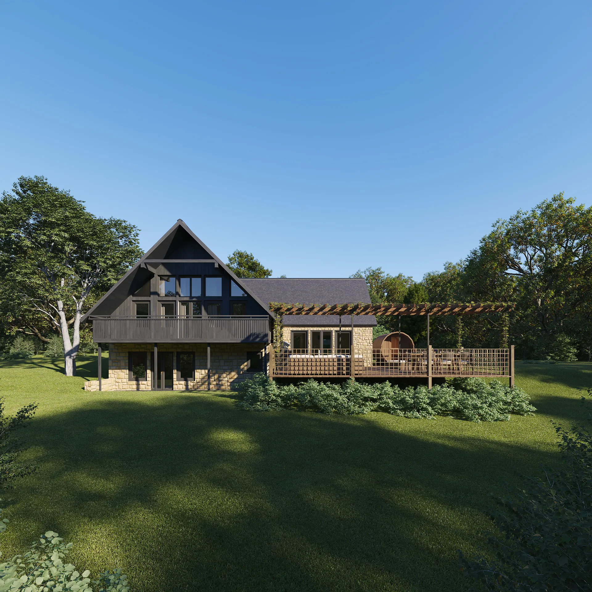 Lodge Slaley Northumberland Uk Fassade eye level Property Branding Vr