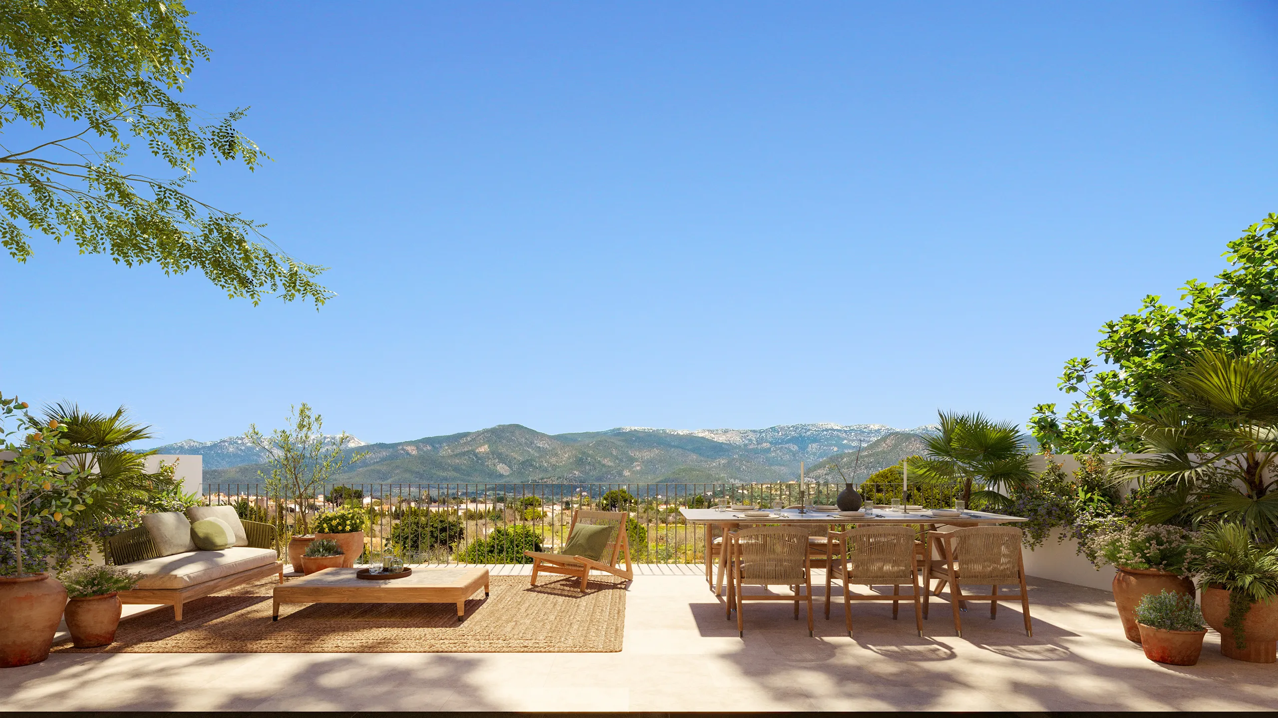 Casa Mallorca terraza render fotorrealista