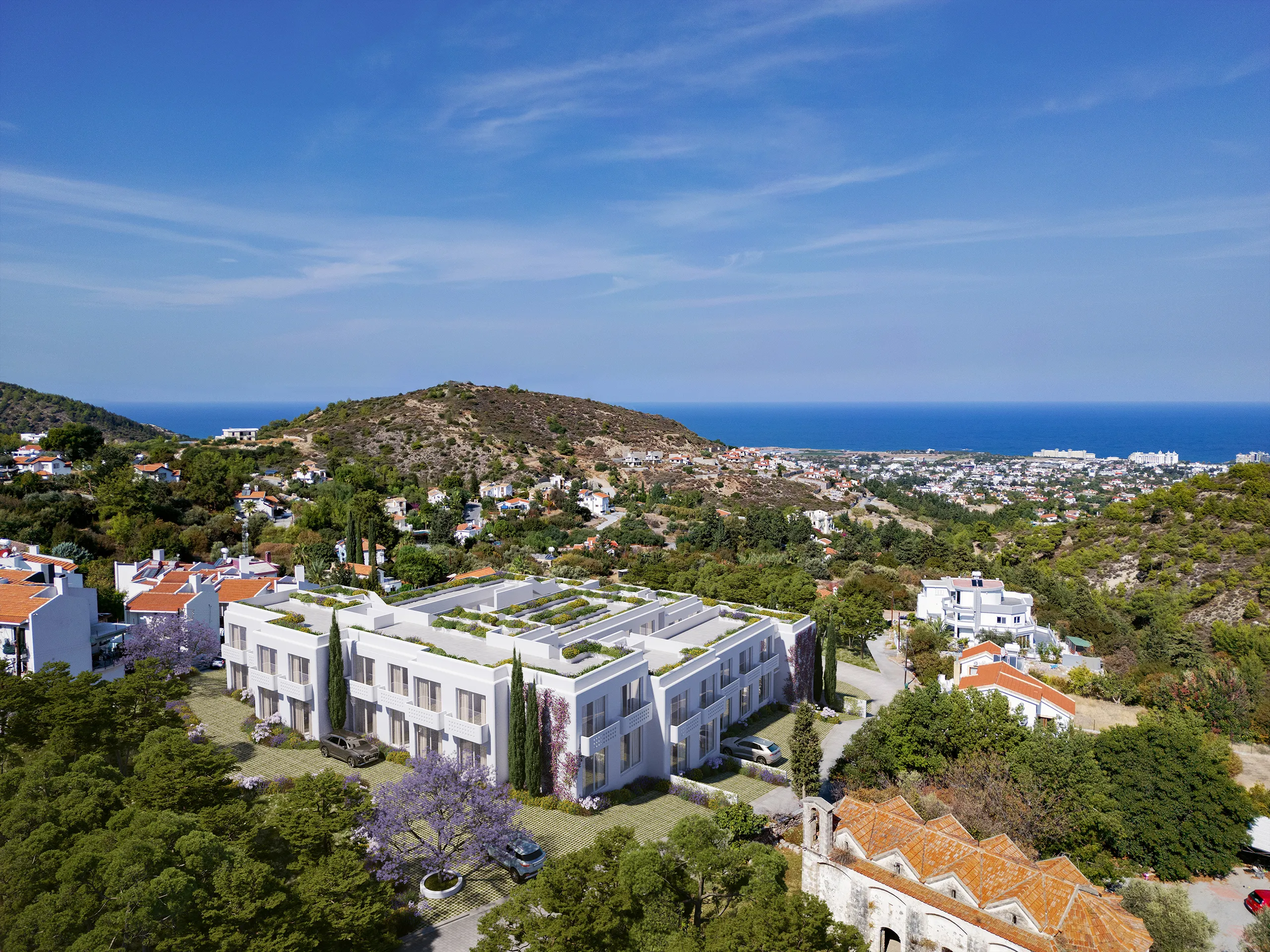 Apartments Kyrenia Cyprus Aerial view Architecture 3D