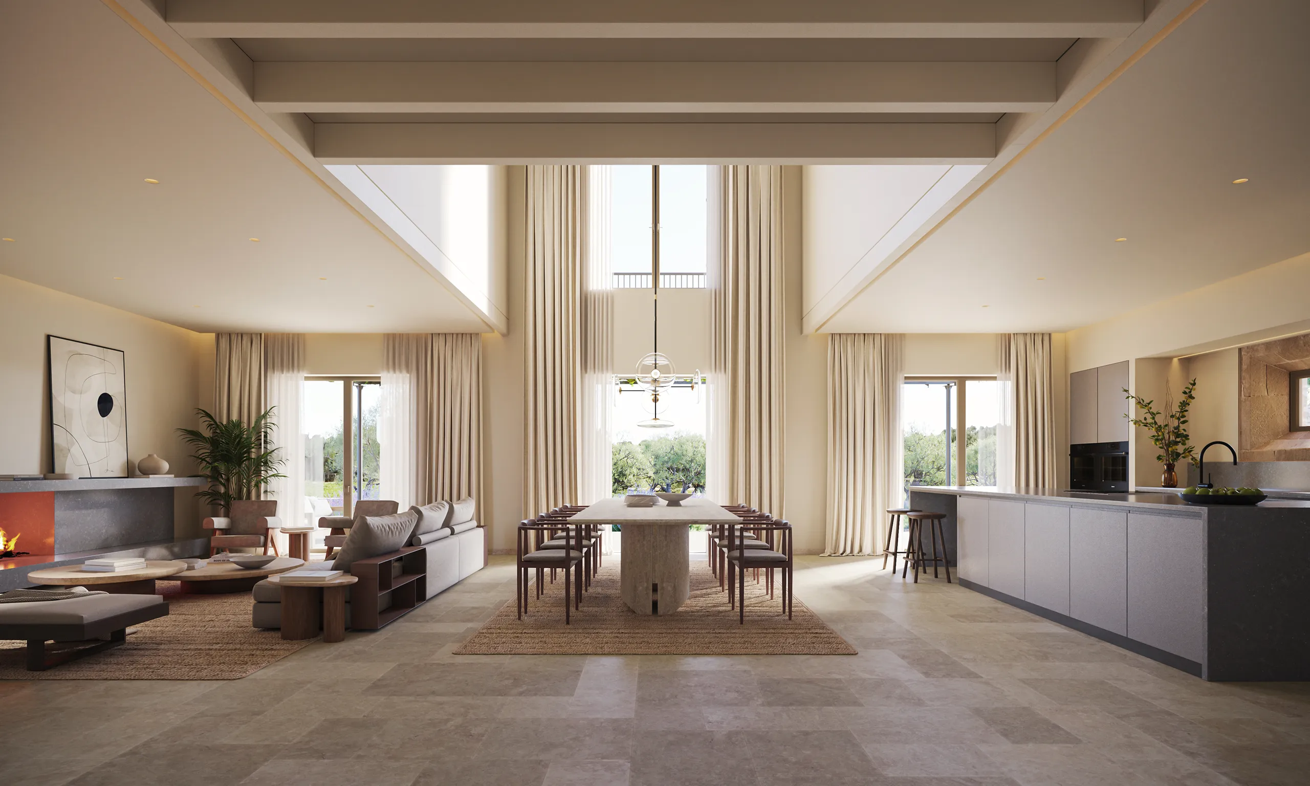 Finca Santanyi Mallorca Dining real estate renders