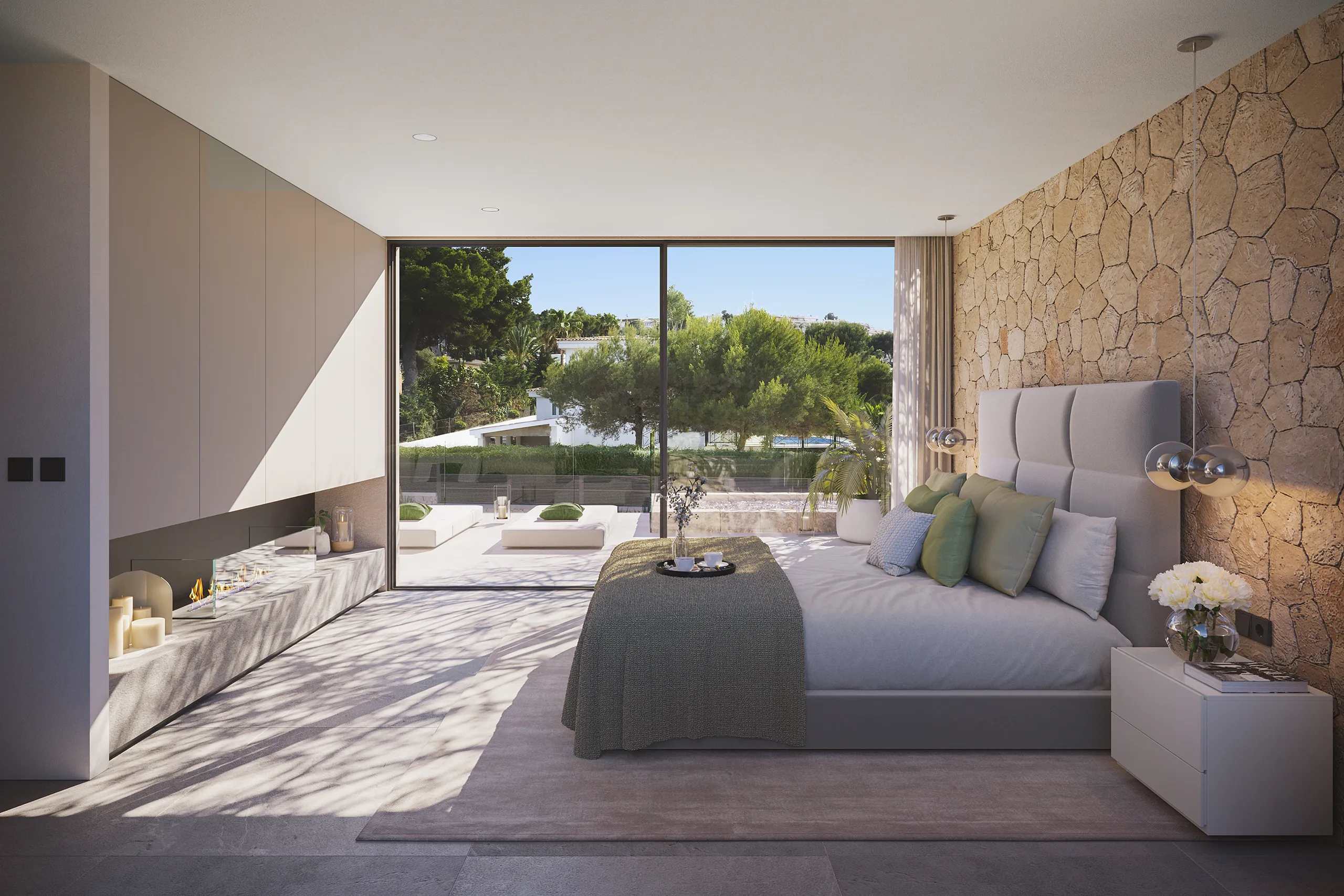 House Sta Ponca Mallorca Bedroom Architectural Visualization