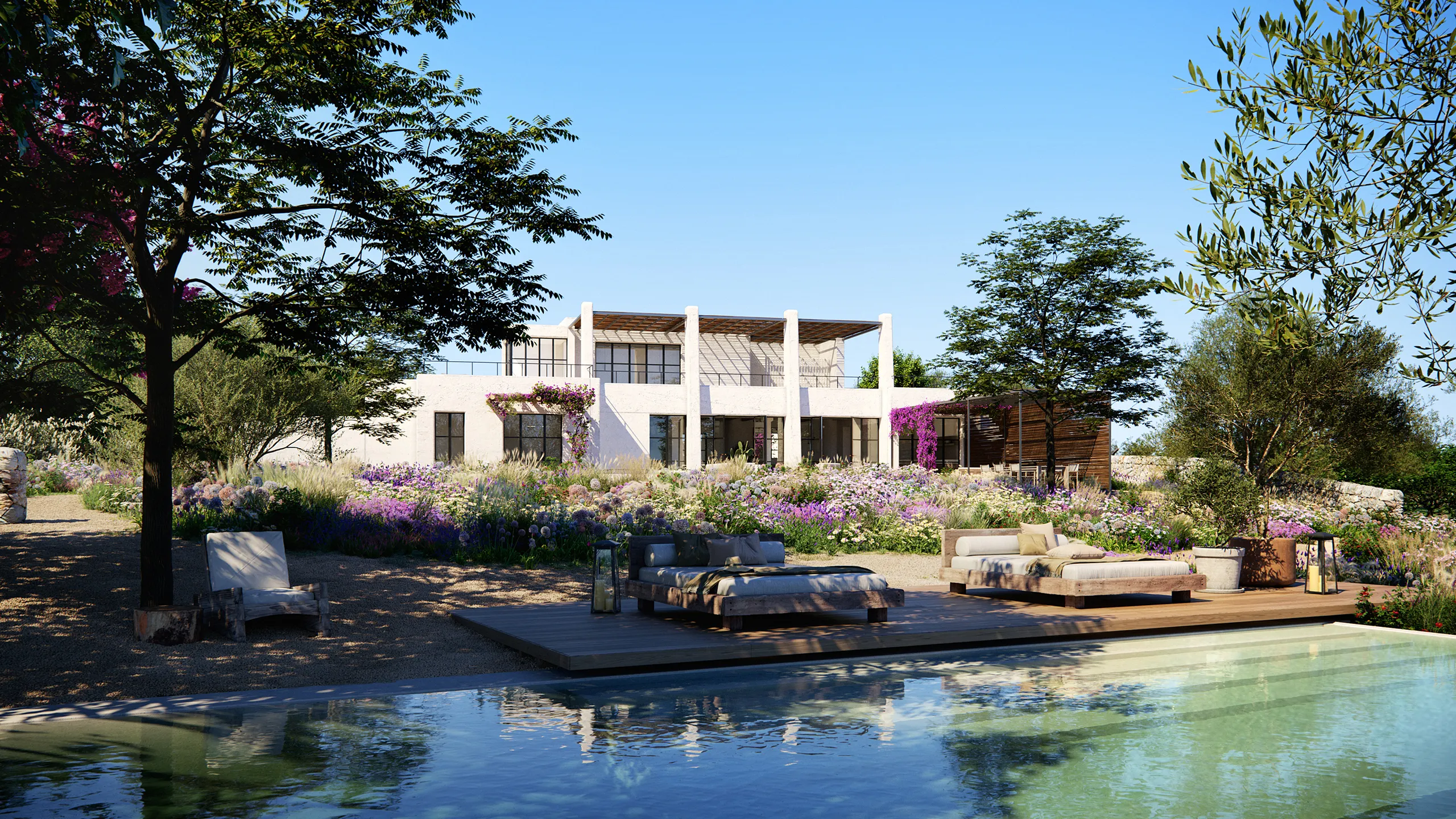 Villa Ibiza Pool Property Branding Renders
