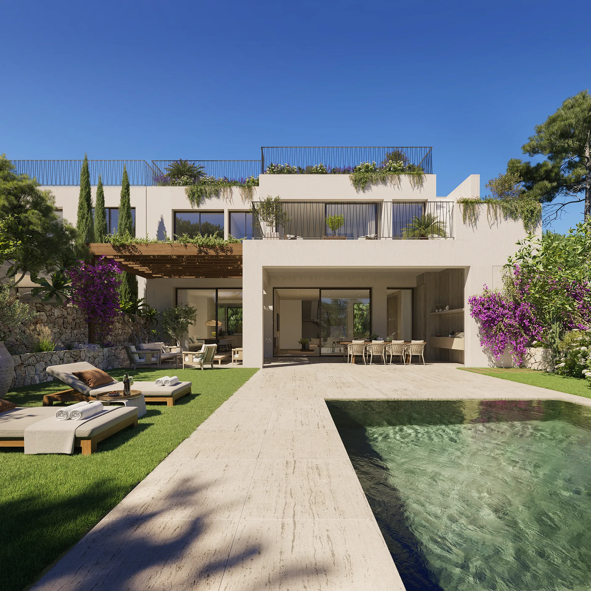 Villa Santanyi Mallorca Pool real estate renders