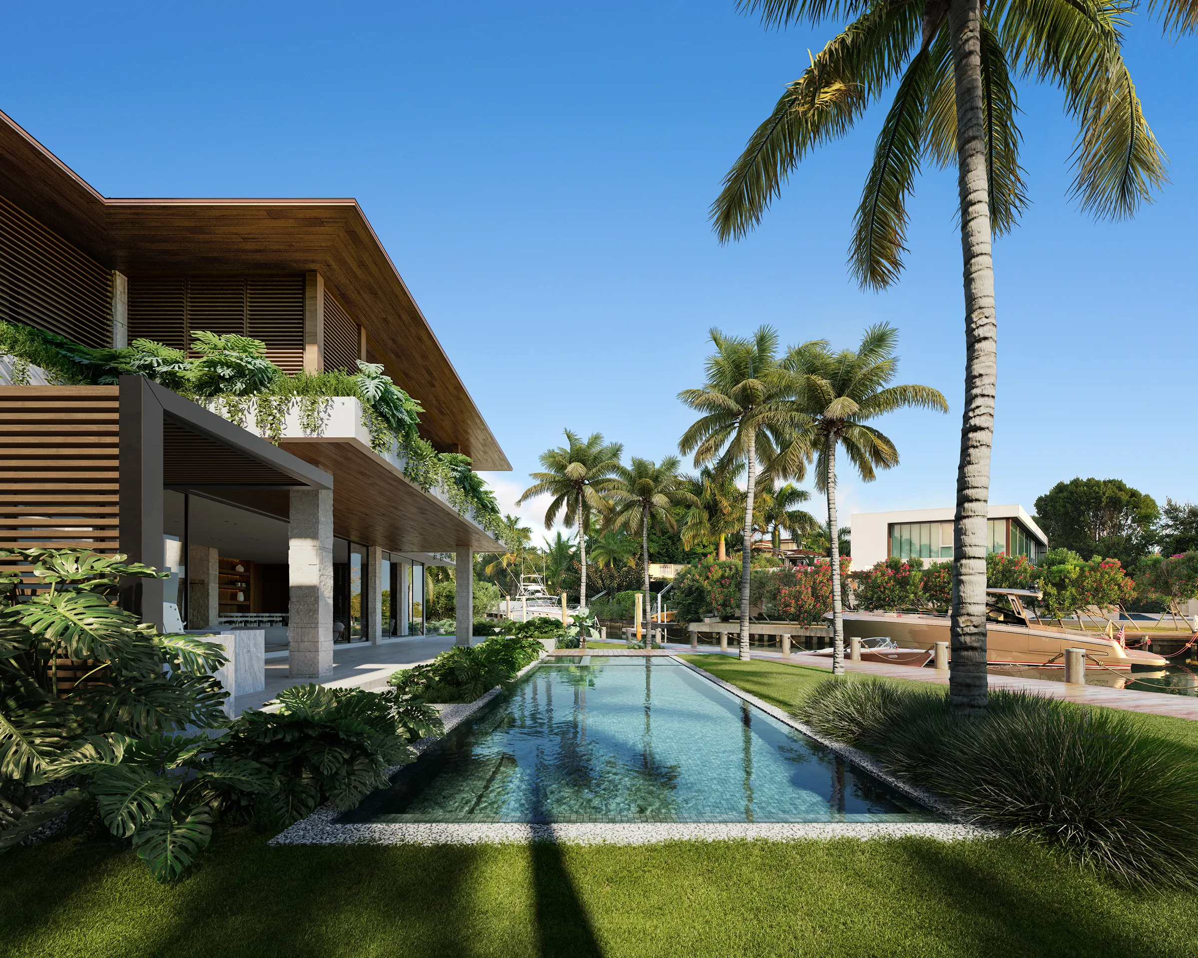 House Miami Usa Pool Photorealistic Cgi