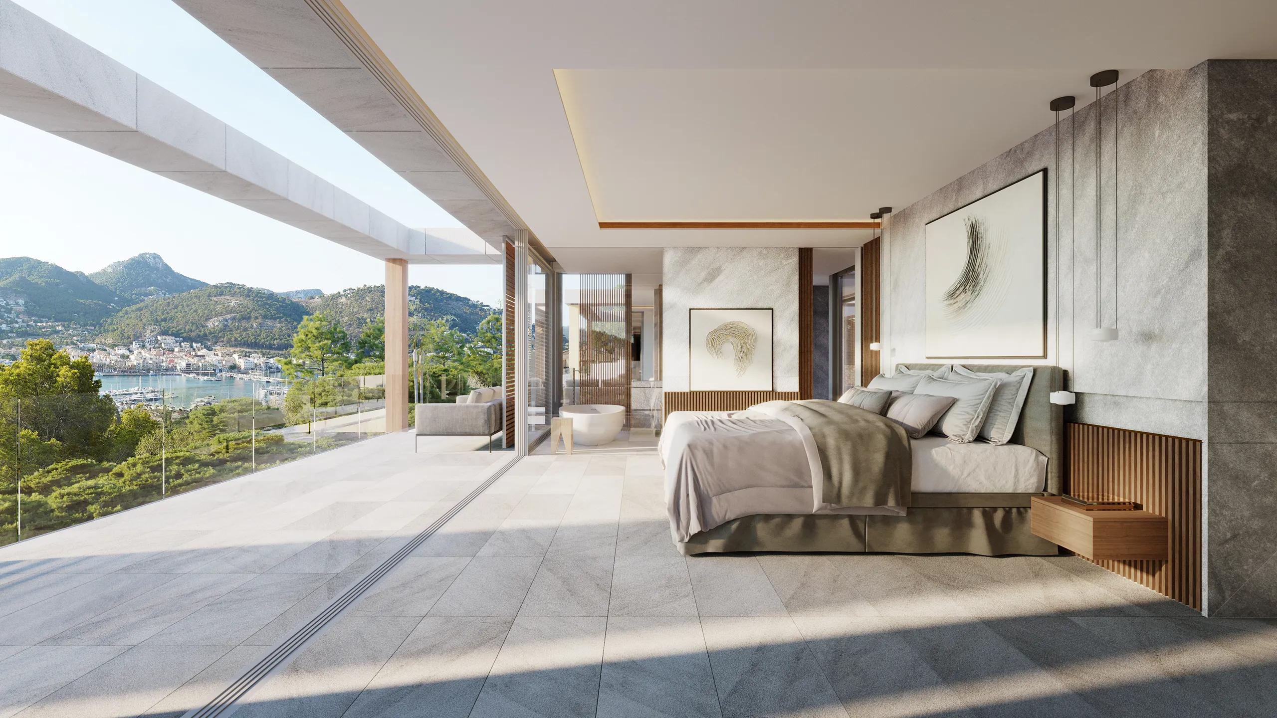 Villa High End Andratx Mallorca Bedroom Architectural Visualization