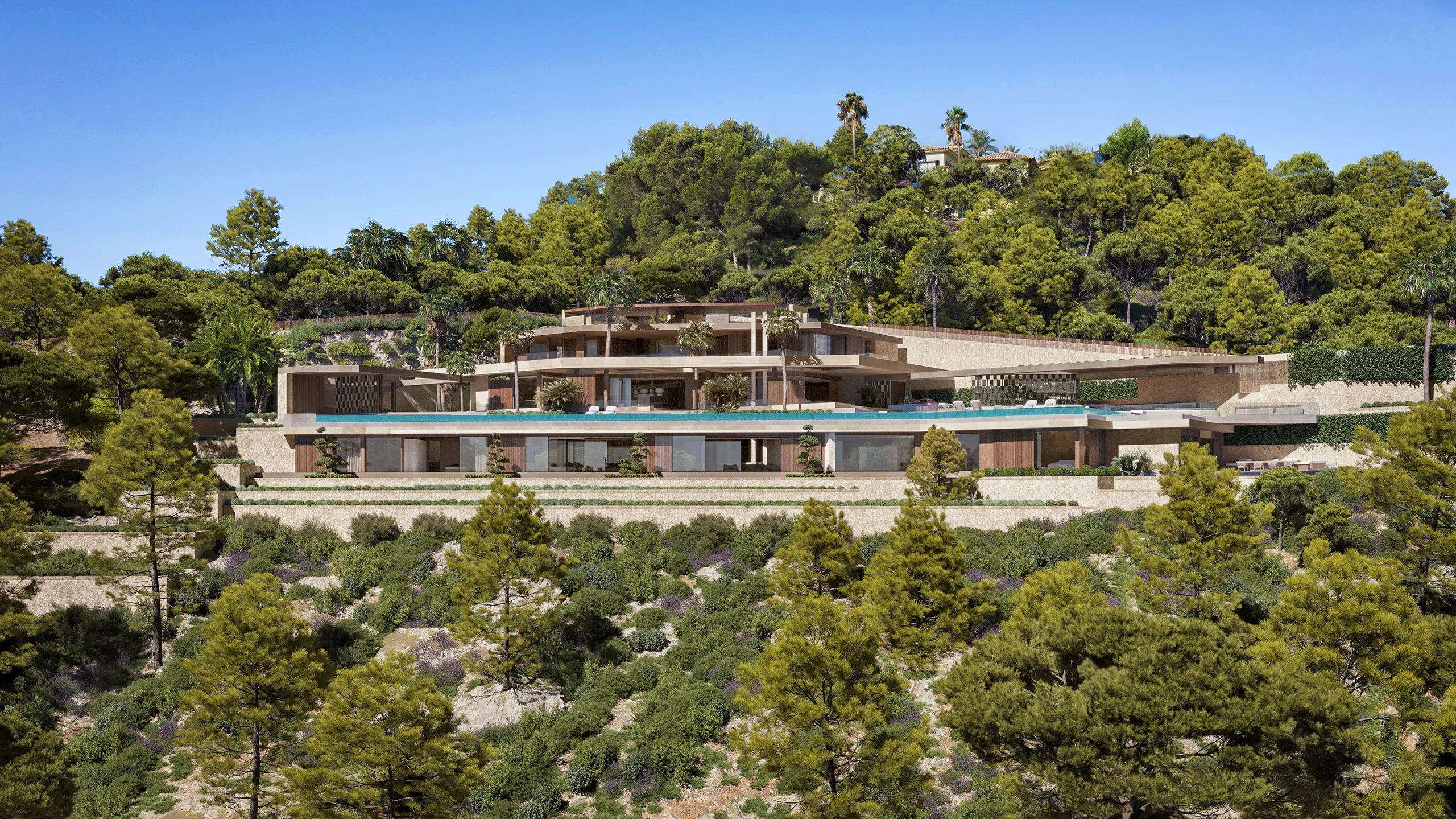 Villa Port Andratx Mallorca Aerial view Real Estate Renders