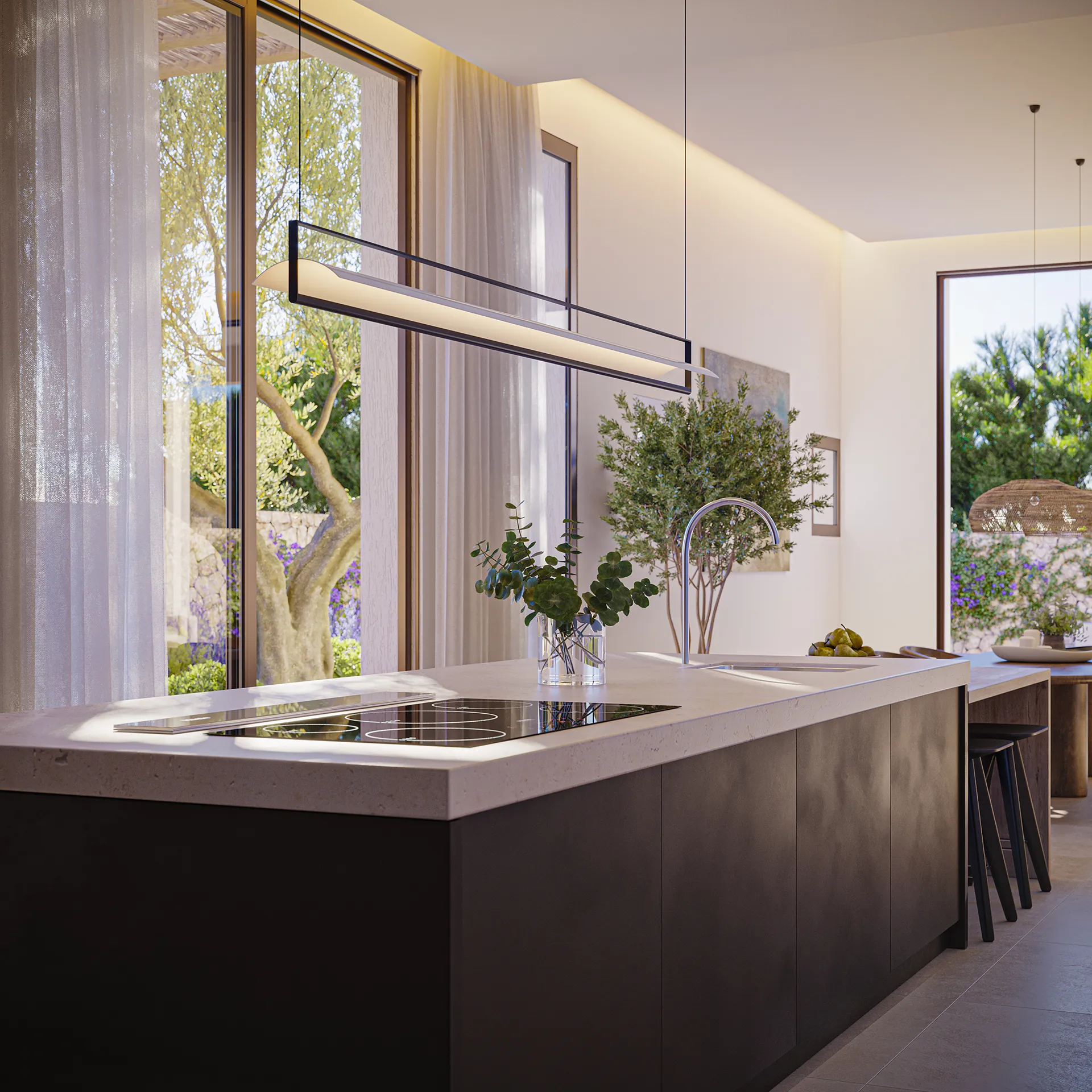 Villa Santanyi Mallorca cocina Renders arquitectura