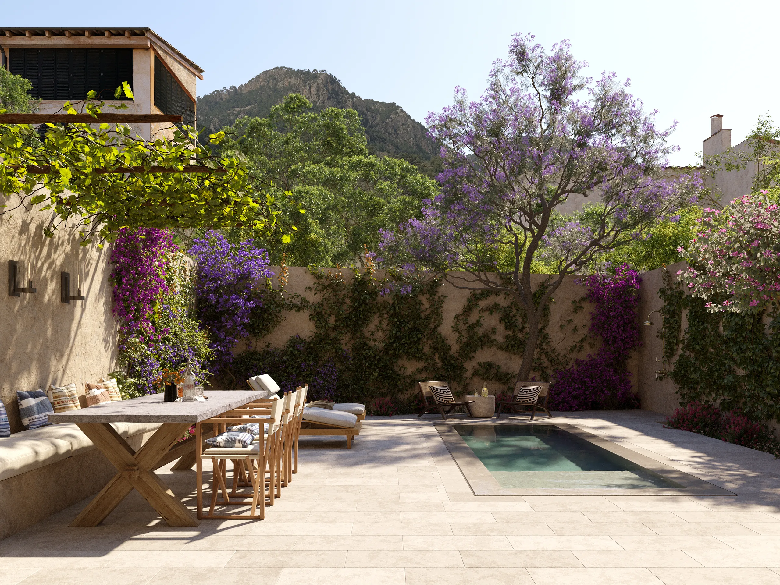 Casa Berrow Soller Mallorca piscina fotorrealismo CGI