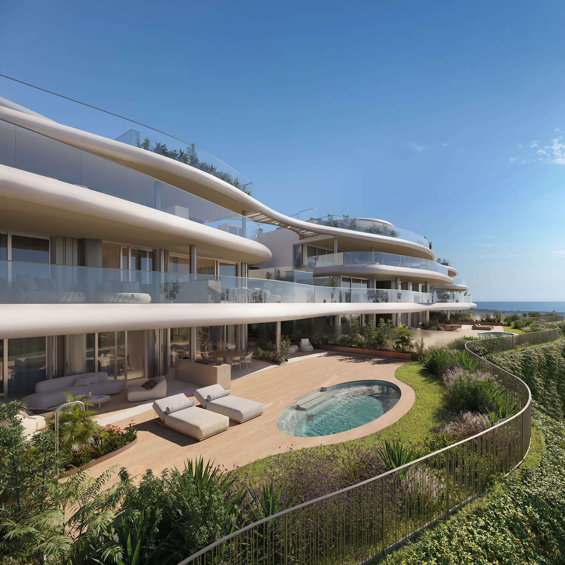 Sky Apartaments Marbella terraza cgi fotorrealista