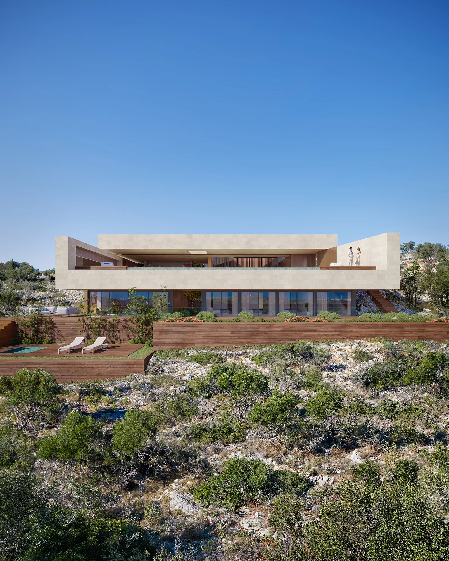 Villa Golf Son Vida Mallorca Fassade eye level Architectural Visualisations