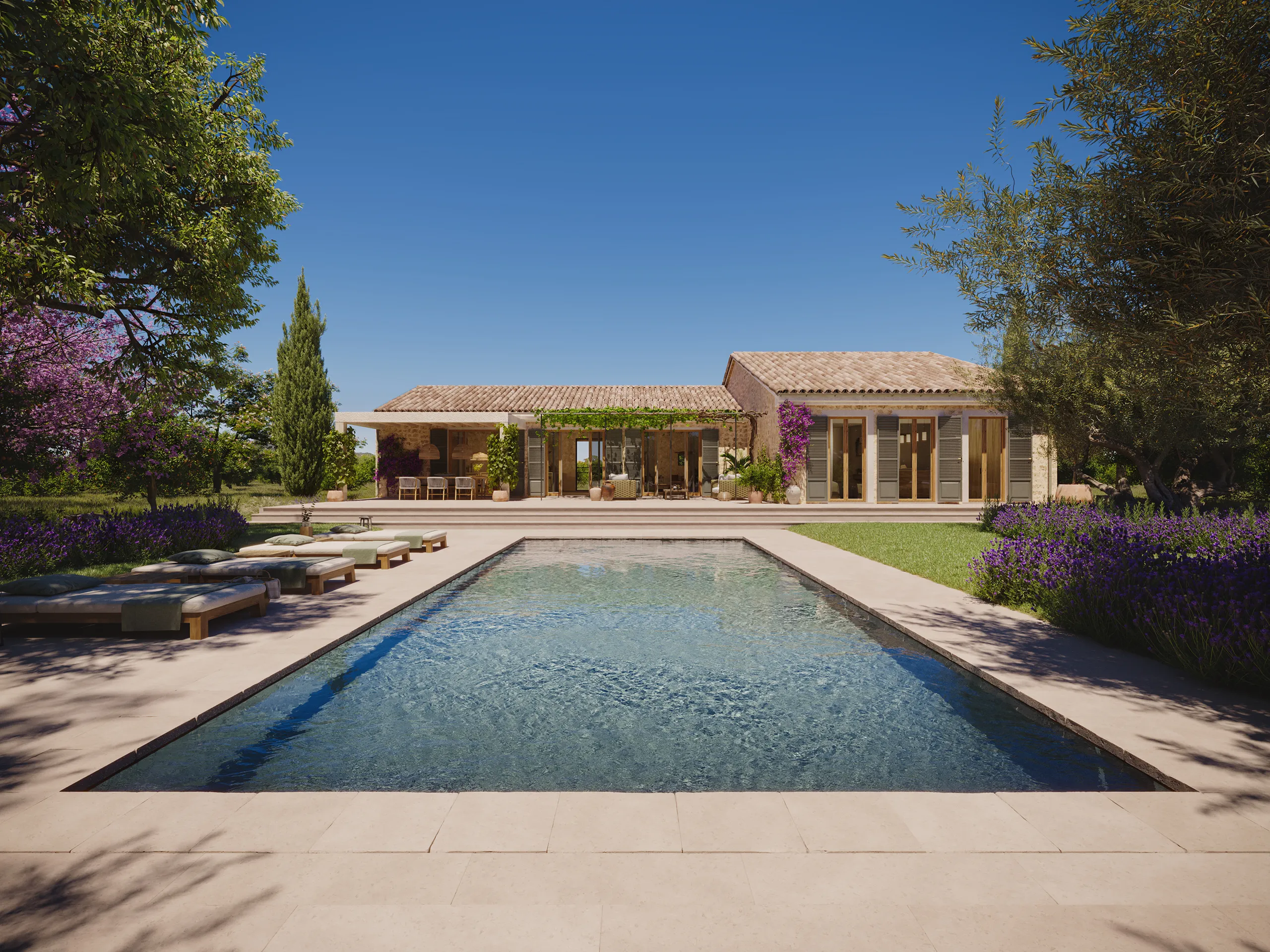 Estate Santanyi Mallorca Pool Photorealistic Visualization