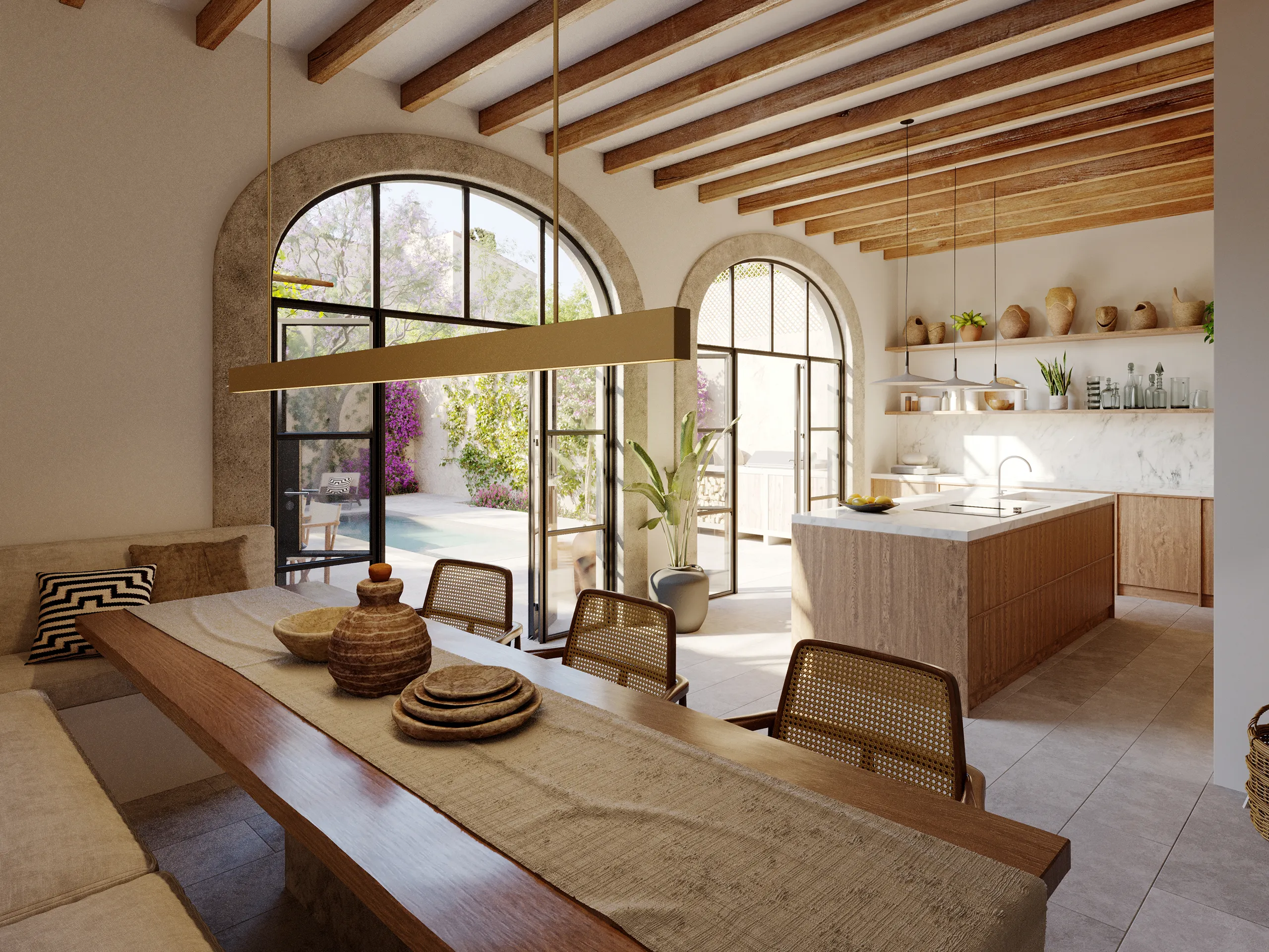 Casa Berrow Soller Mallorca cocina Render arquitectura