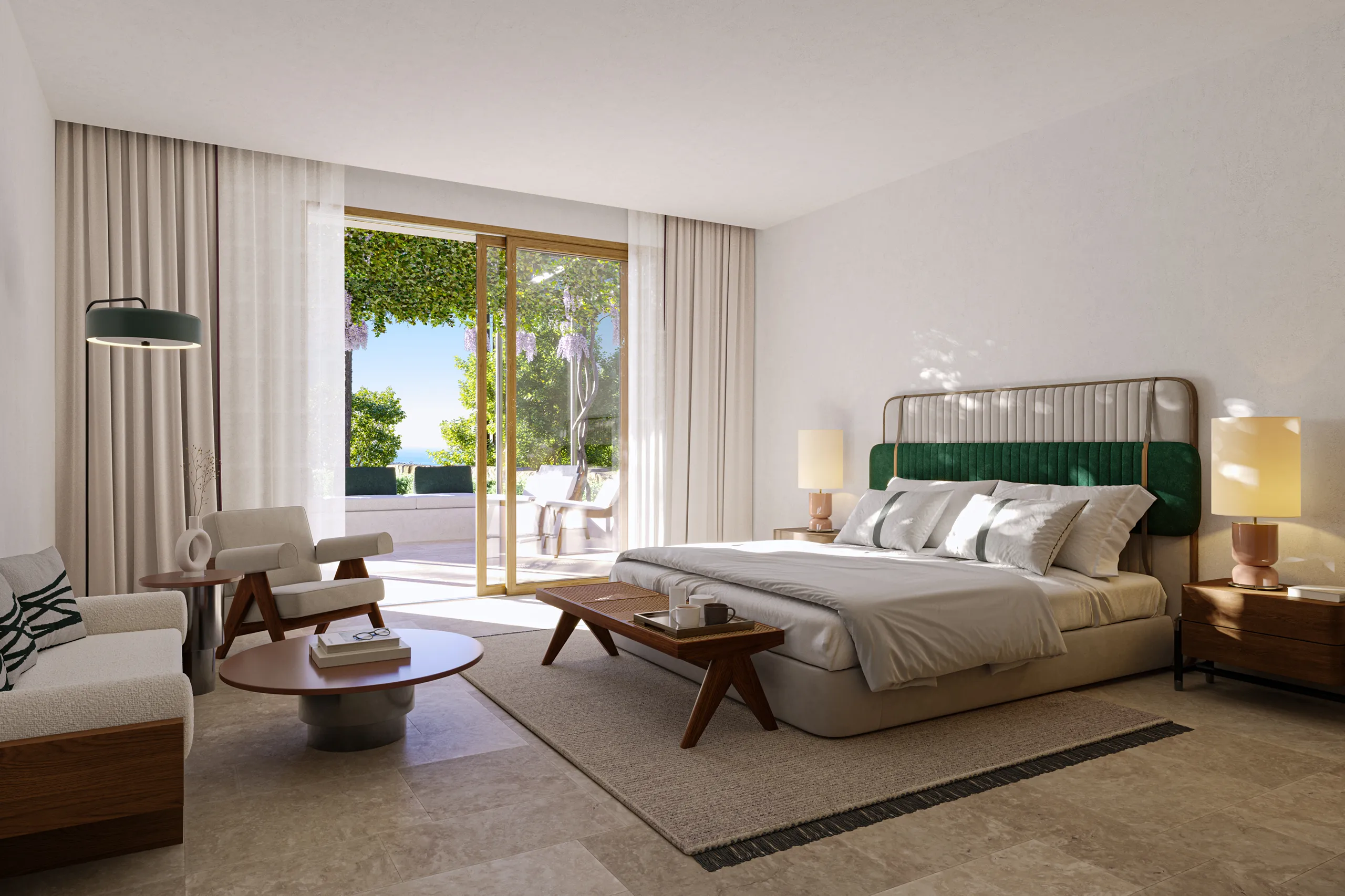 Villa Golf Finca Cortesin Marbella Dormitorio Arquitectura 3d