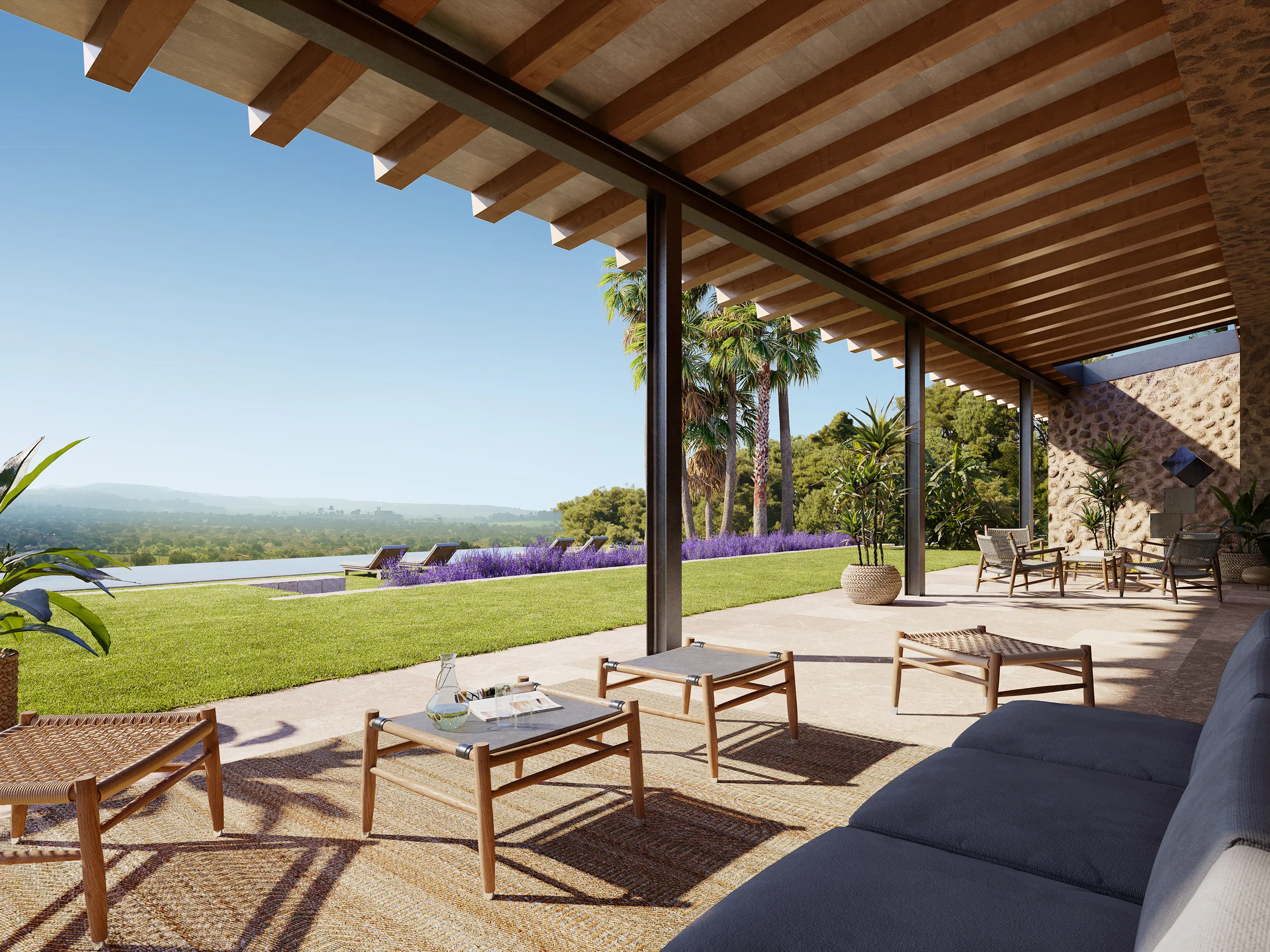 Finca Bunyola Mallorca terrace Architectural Renders