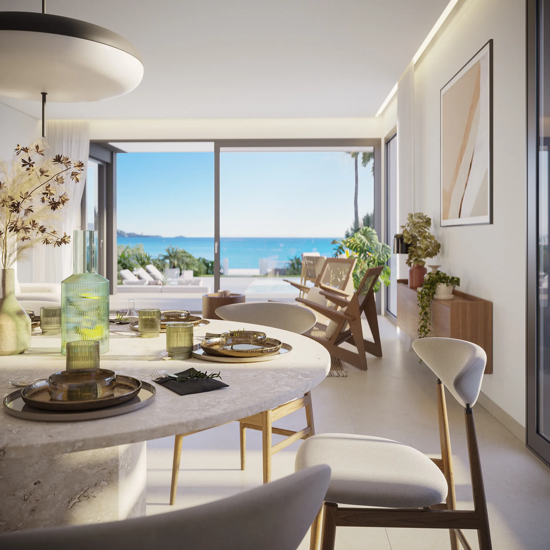 Villa Alcudia Mallorca Dining Hyperrealistic Rendering