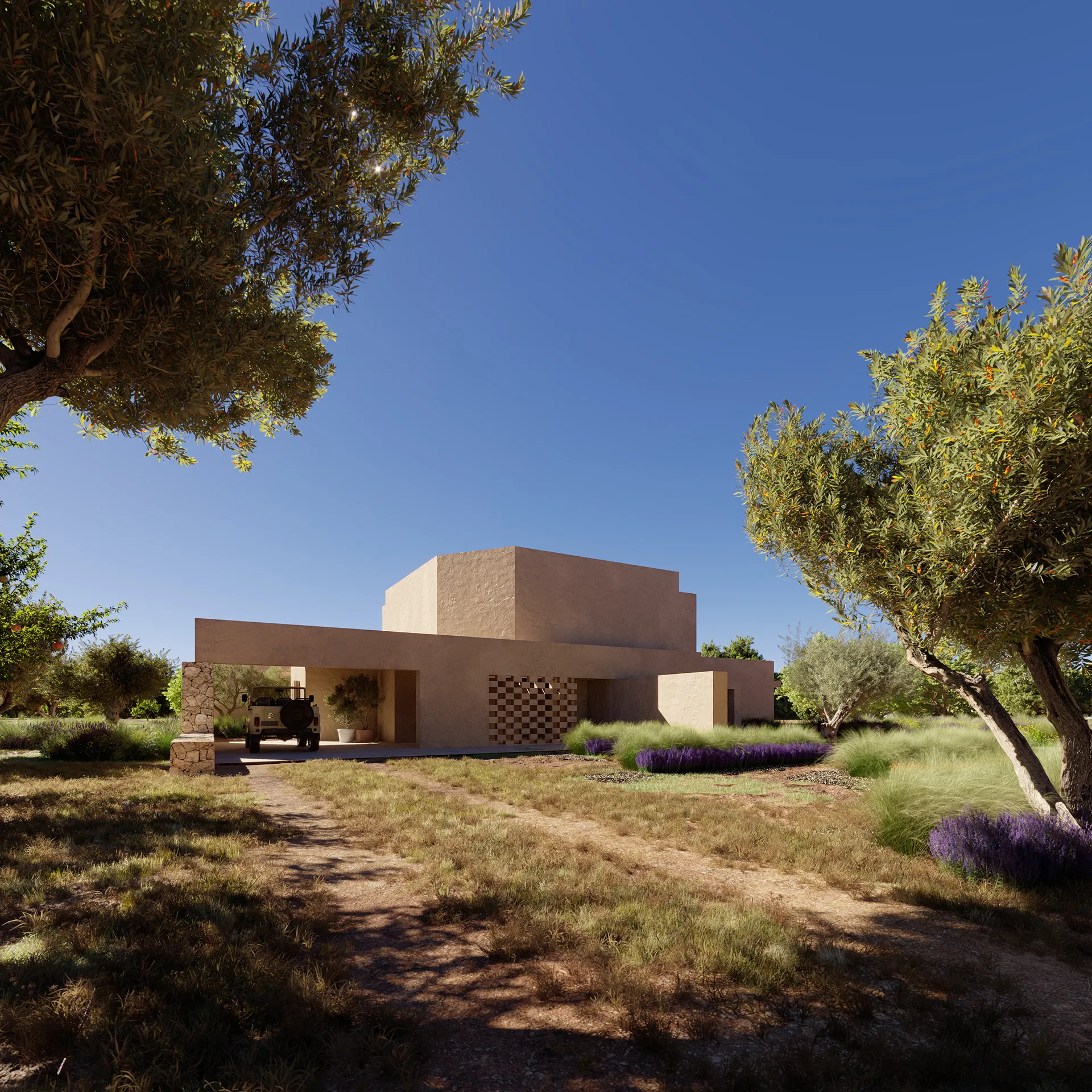 Villa Formentera Interior Pool Architectural Visualization