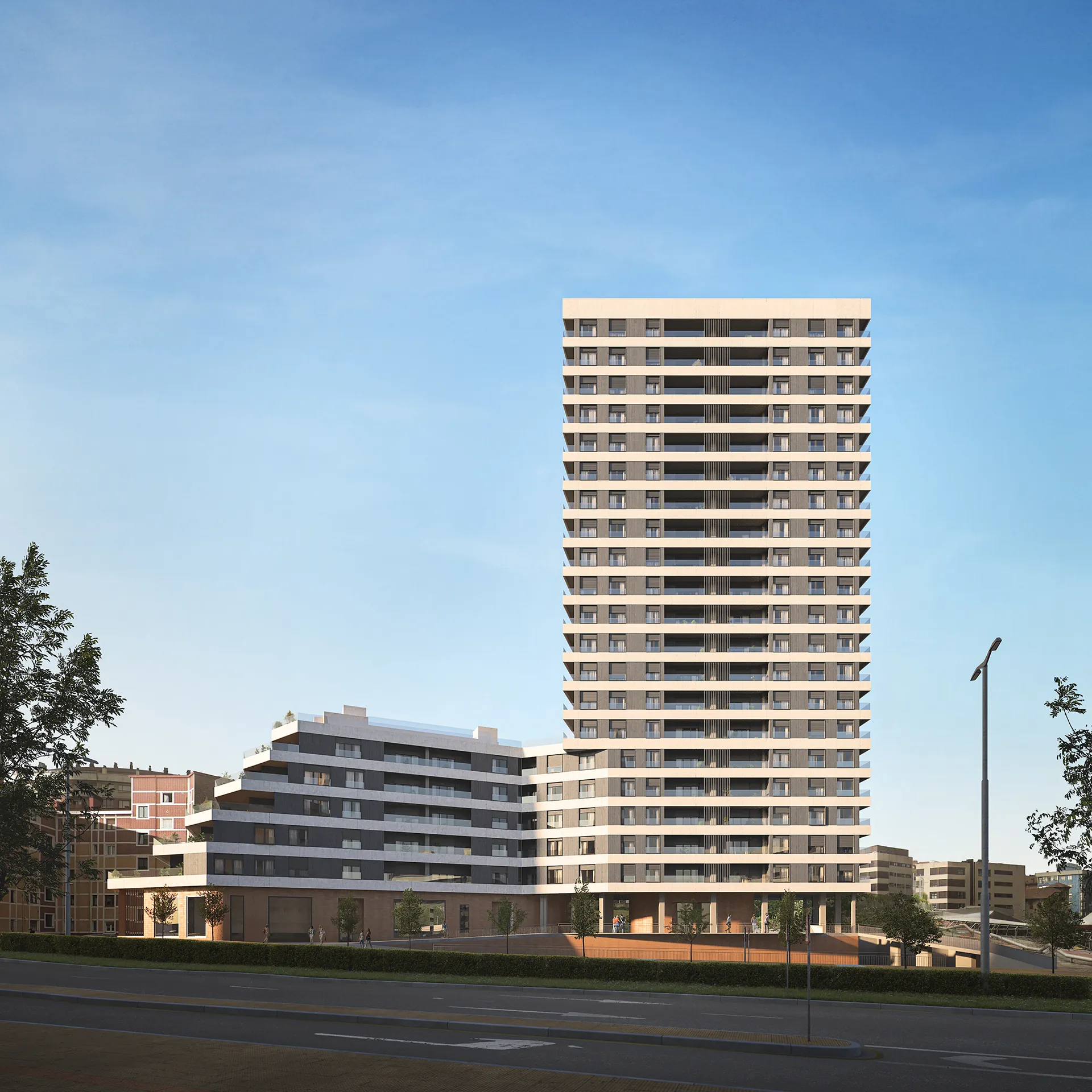 Viviendas Barakaldo Bilbao Fassade eye level Property Branding Visualisation