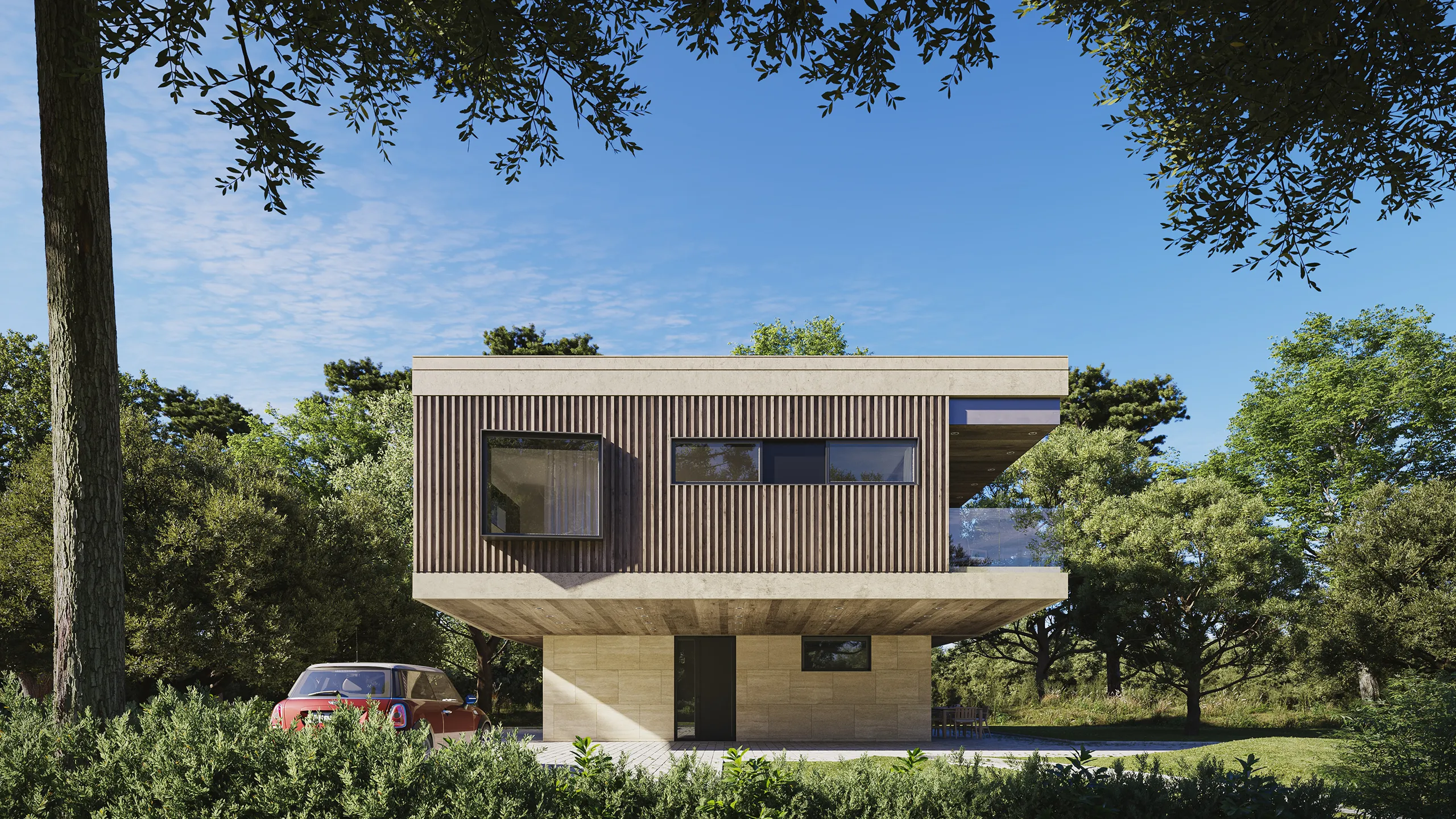 Villa Switzerland Fassade eye level Photorealistics Visualisations