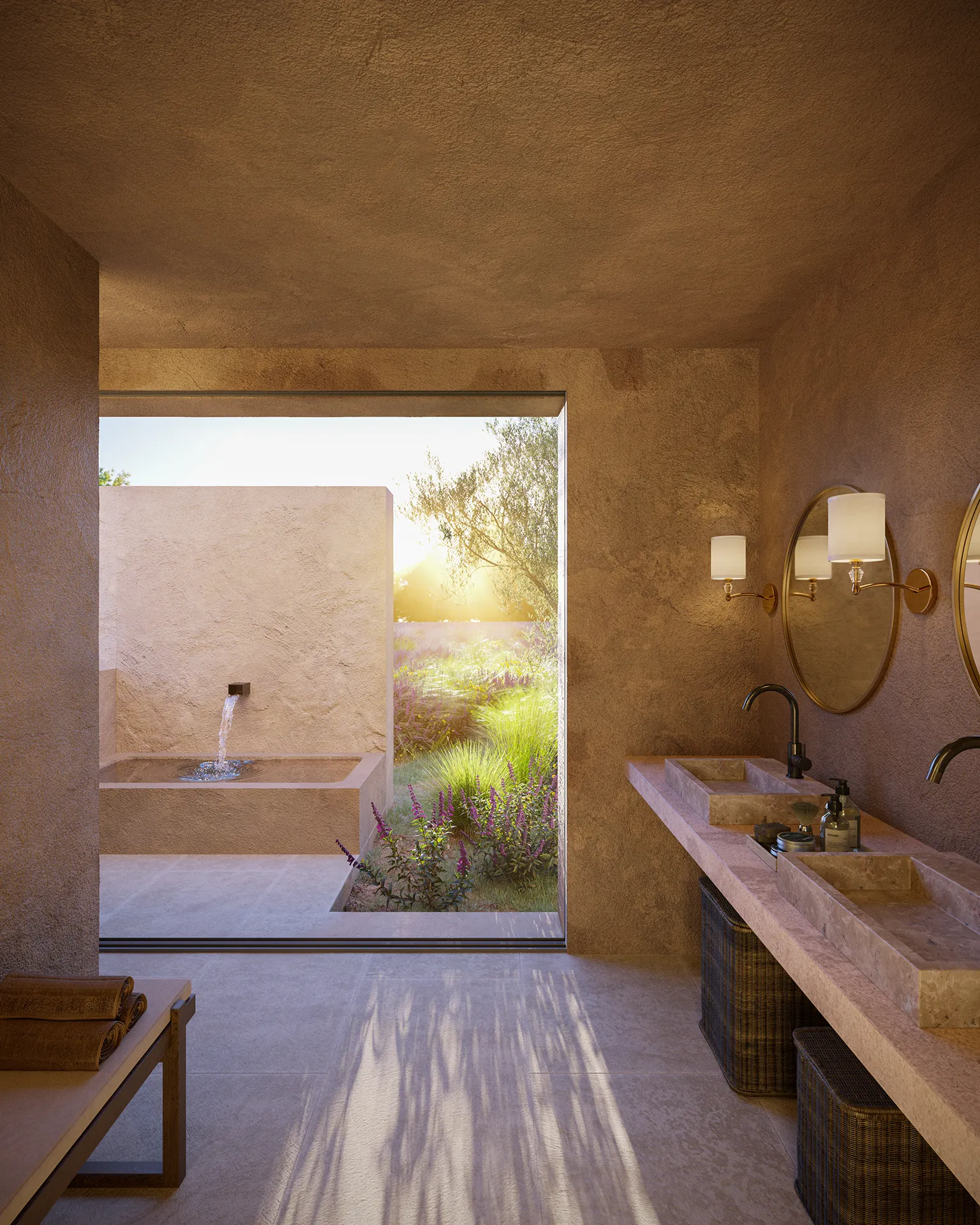 Villa Formentera Bathroom Photorealistic Rendering