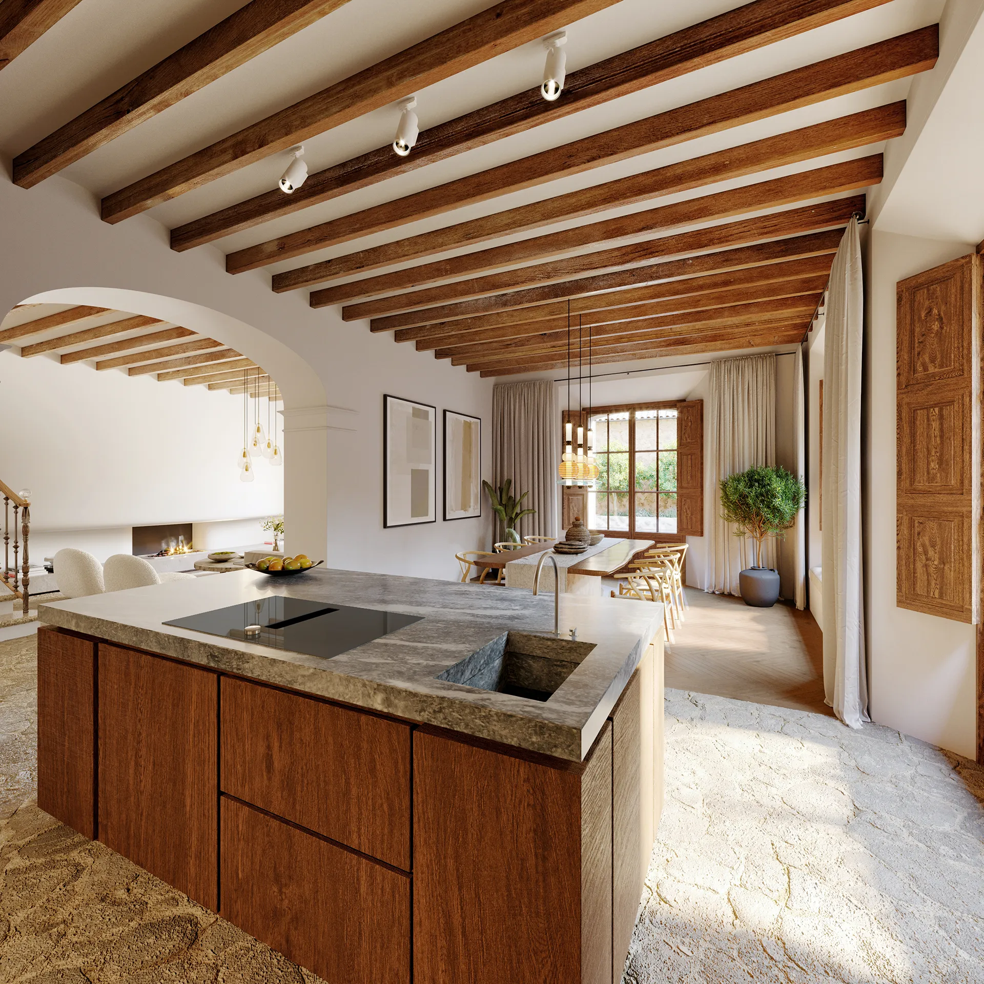 House Fornalutx Mallorca Kitchen Property Branding Vr