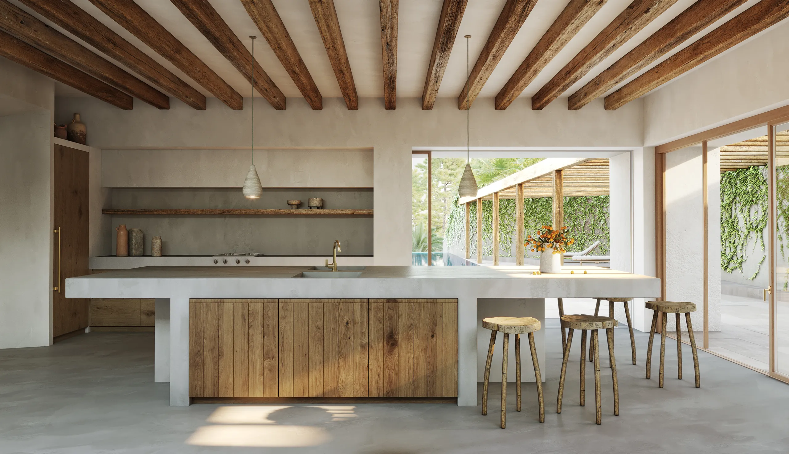 Villa Cala Vinyes Mallorca cocina visualizacion arquitectonica