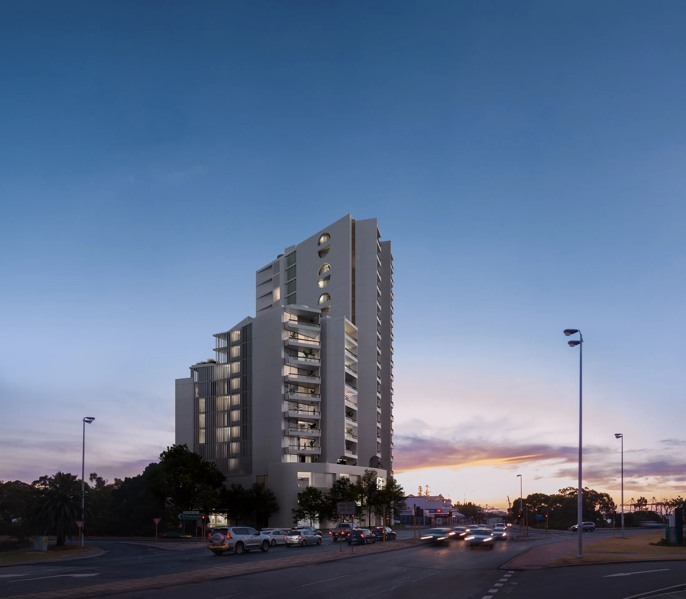 Crossing apartamentos Perth Australia Fachada Render arquitecturas