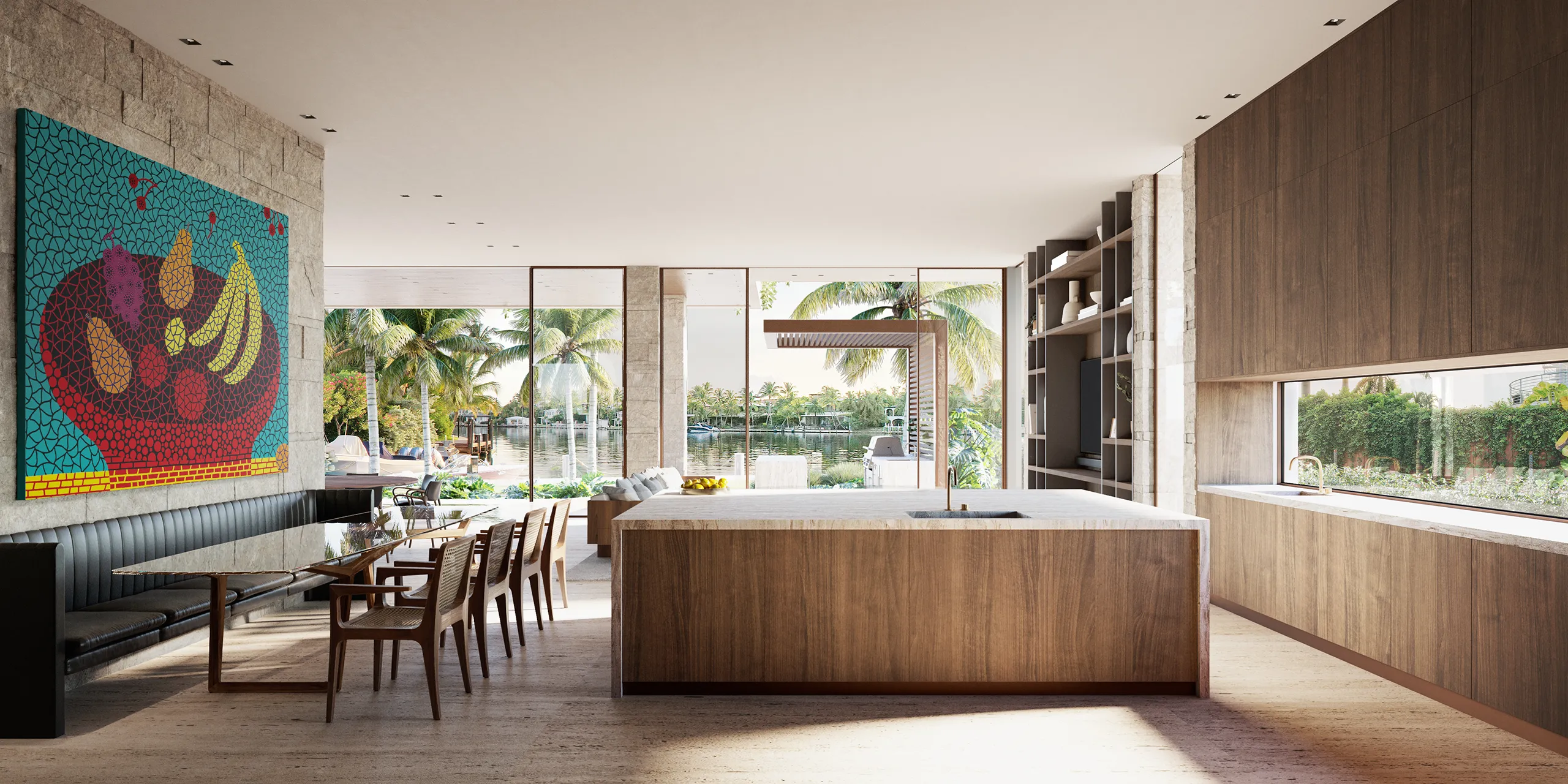 House Miami Usa Kitchen Photorealistic Rendering