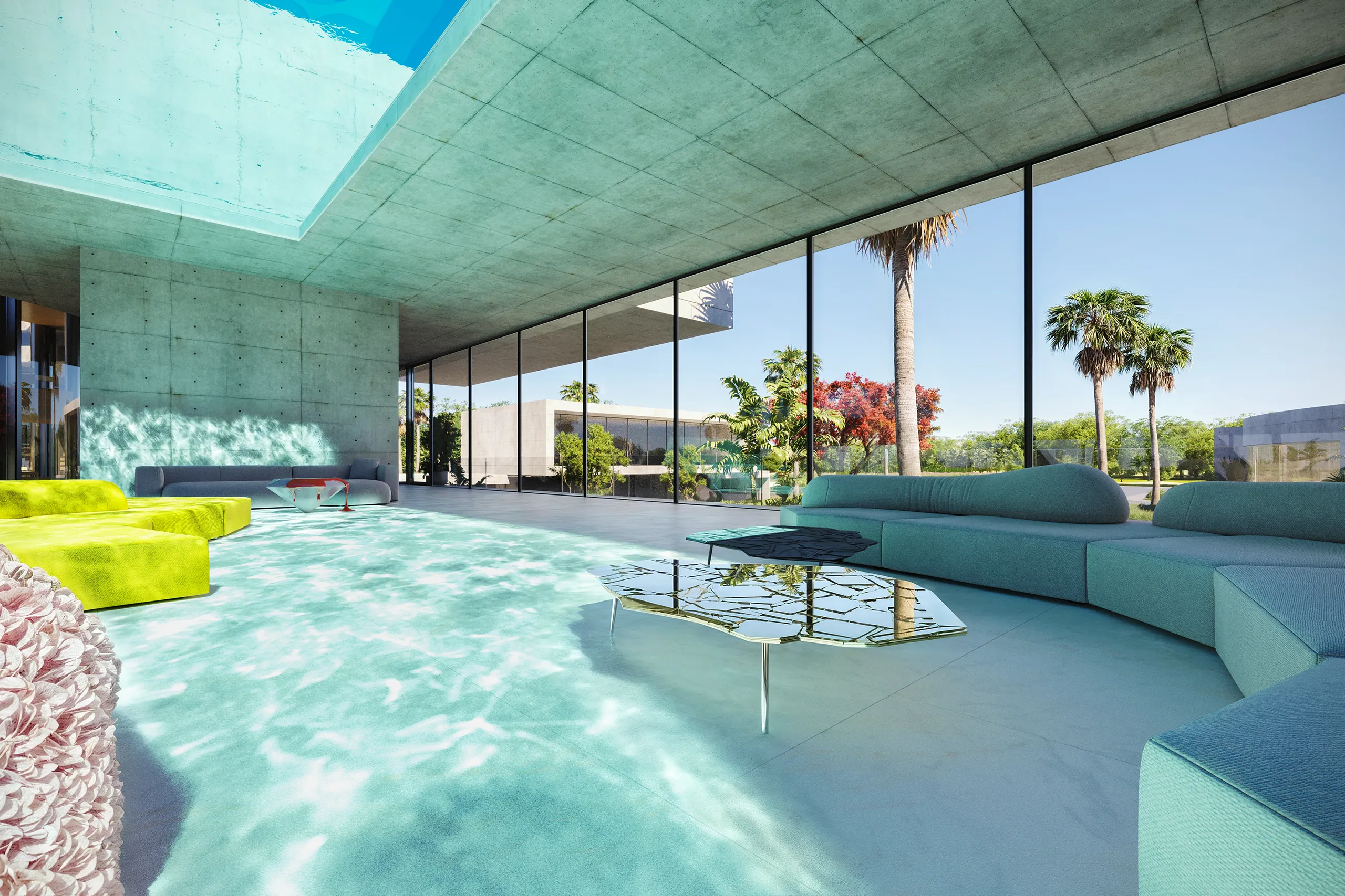 Estate Dubai Interior Pool Property Branding 3D