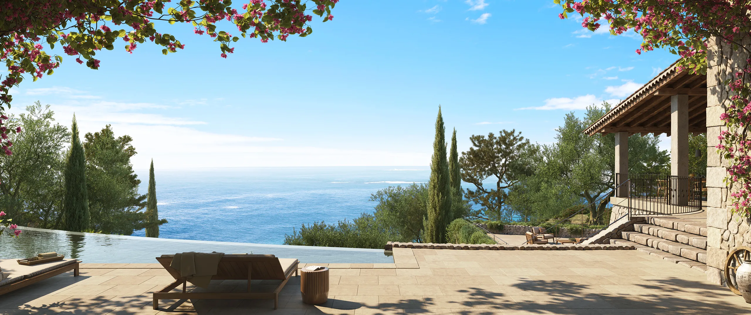 Villa Deia Mallorca terrace Architectural Visualization