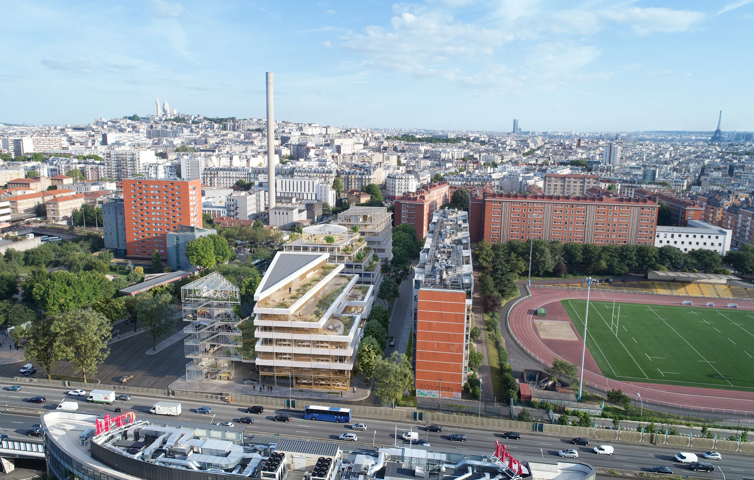 Housing Porte Saint Ouen Paris France Fassade eye level Real Estate Renders