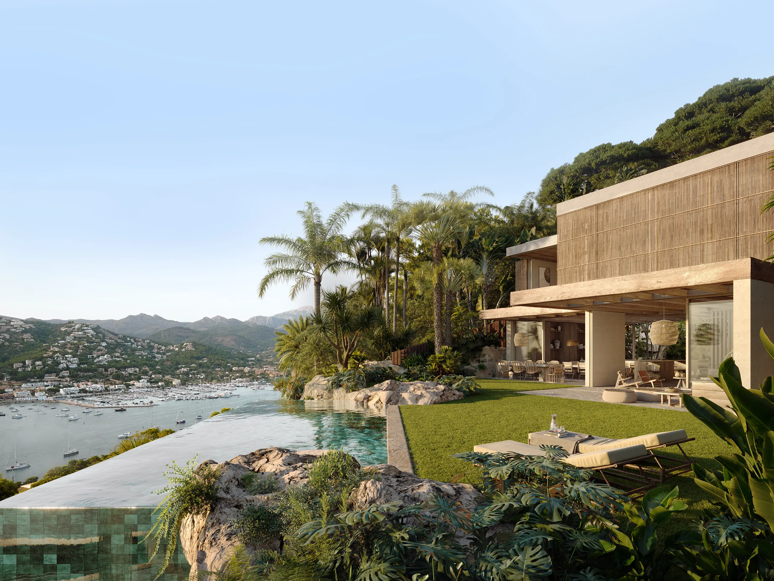Villa Sunset Andratx Mallorca Fassade eye level real estate renders
