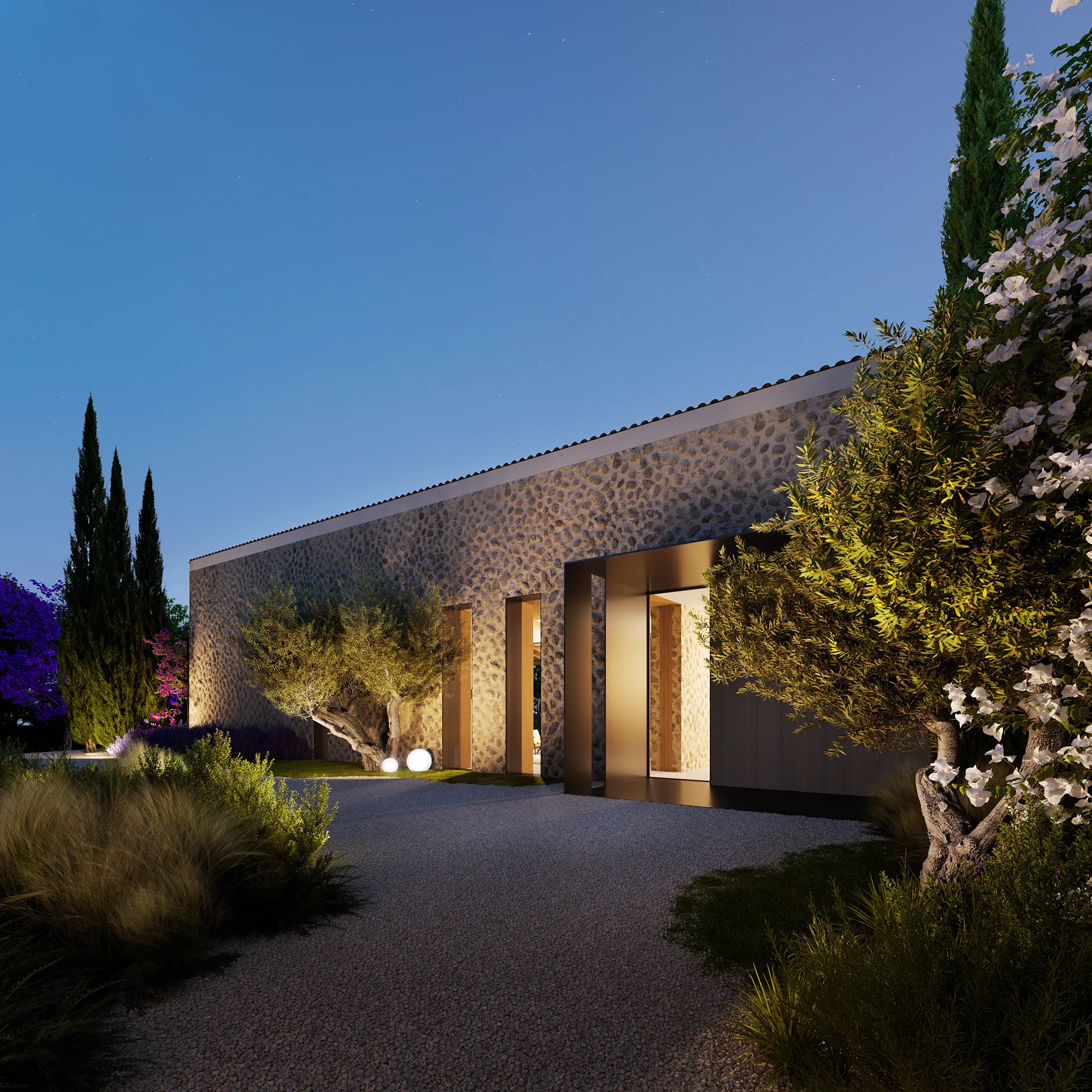 Finca Bunyola Mallorca Fassade eye level Architectural Virtual Tours