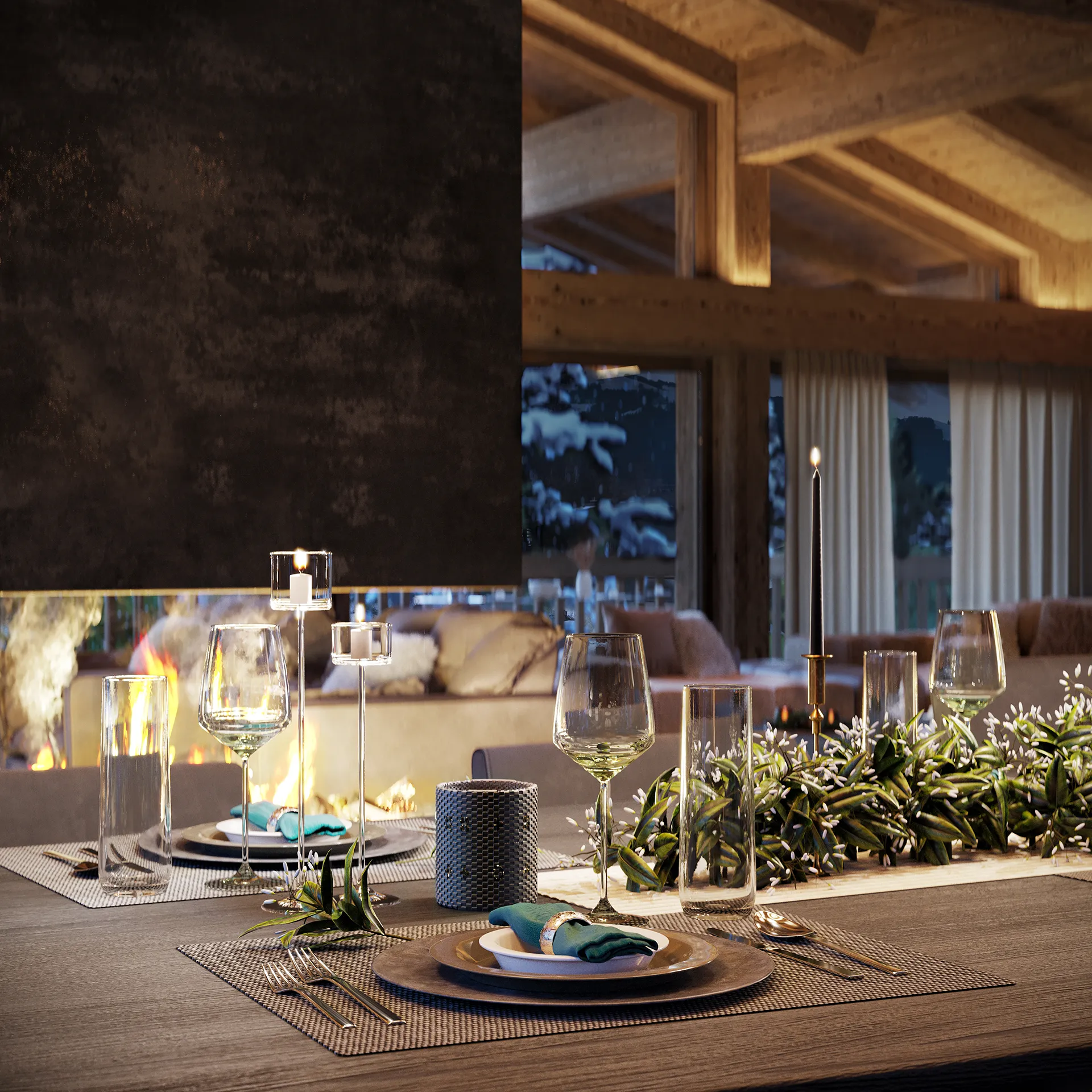 Villa Kitzbühel Austria Restaurant Bar Photorealistic Visualisation