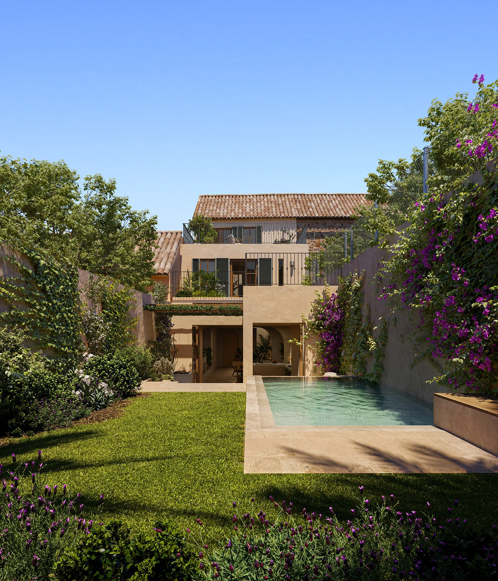 Casa Alaro Mallorca piscina 3d arquitectura