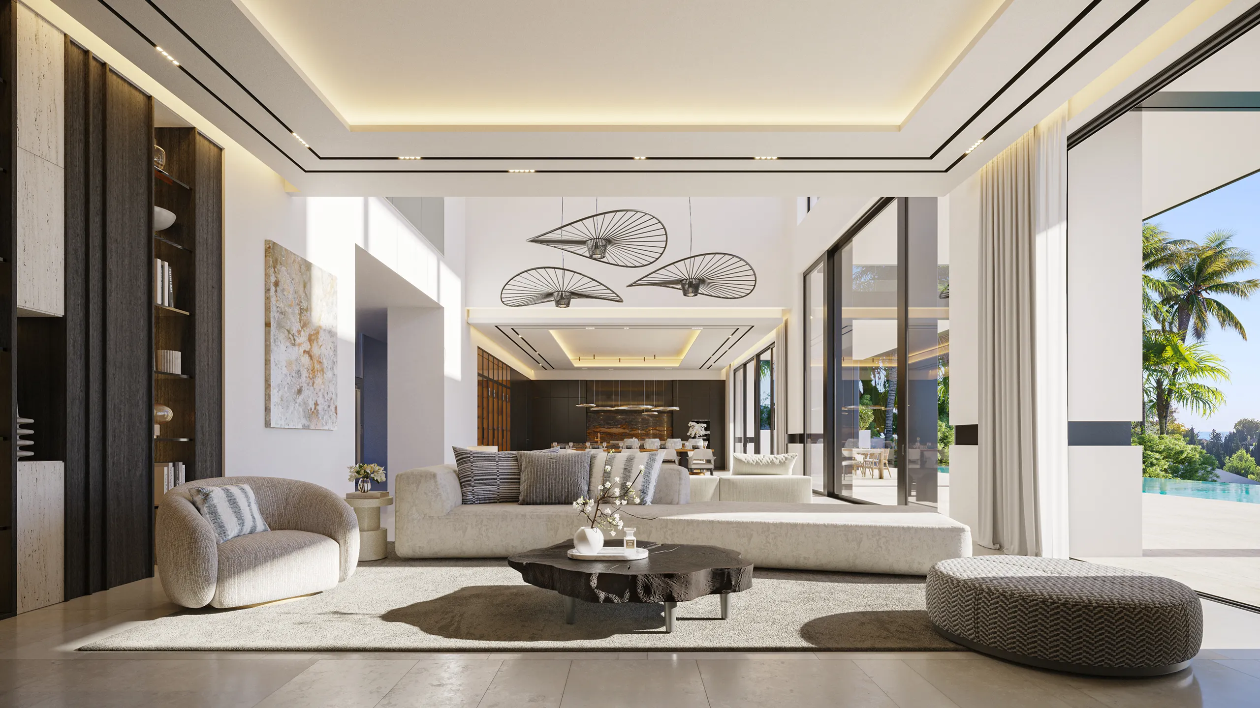 Villa lujo Marbella sala estar Inmobiliario vr