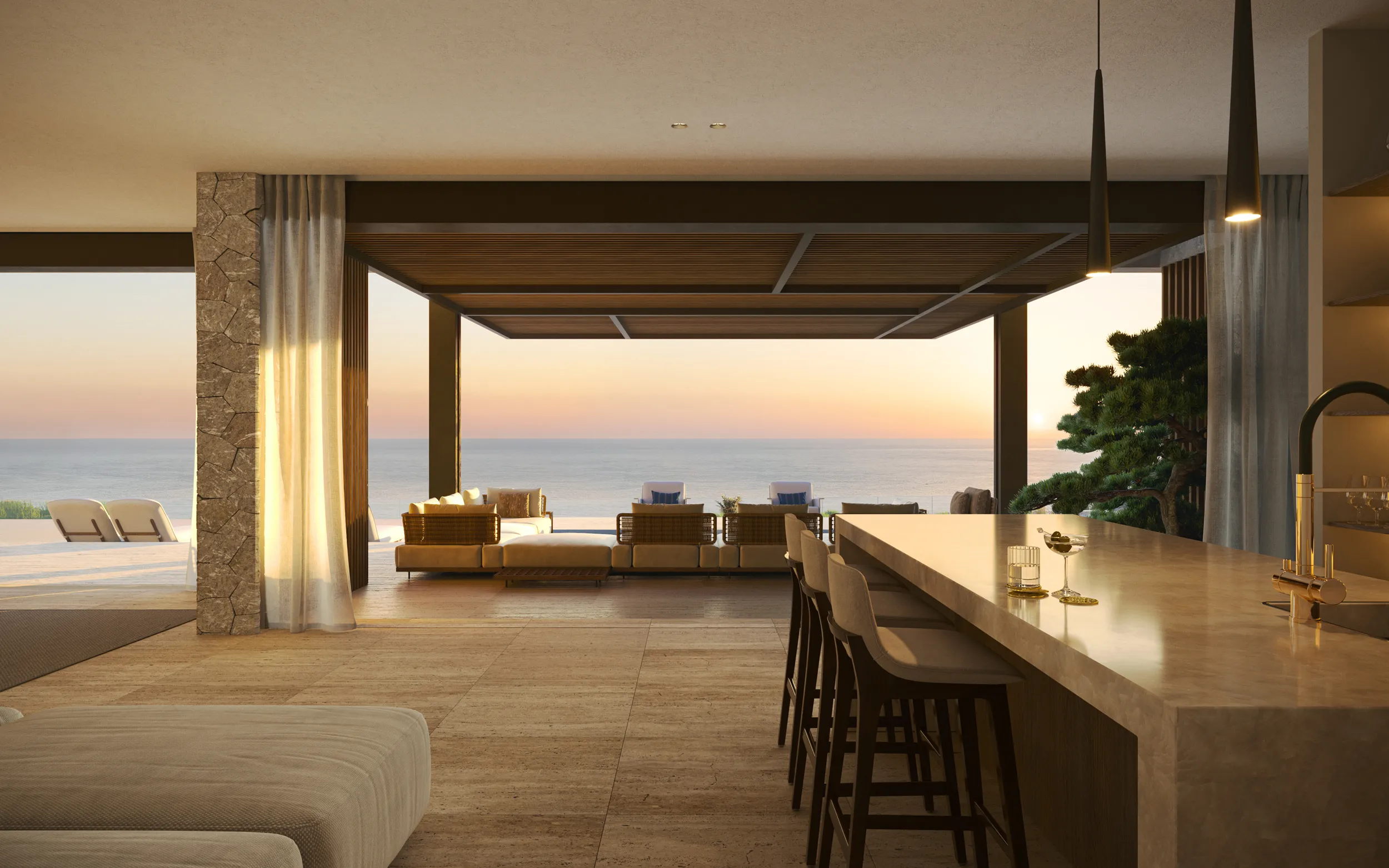 Villa Maravant Andratx Mallorca Comedor Visualizacion fotorrealista
